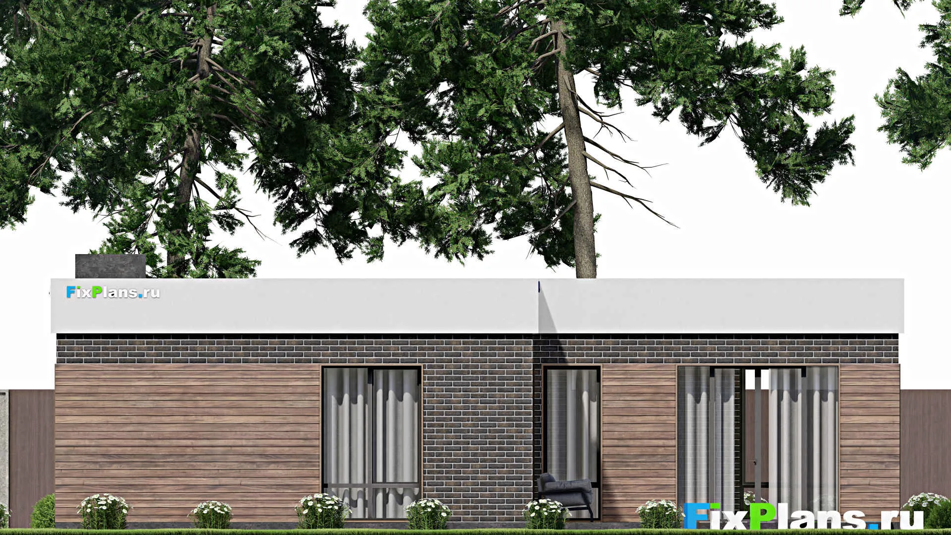 F-7190 - Проект одноэтажного дома 14 на 16, площадью 170 м² с террасой и 3 спальнями