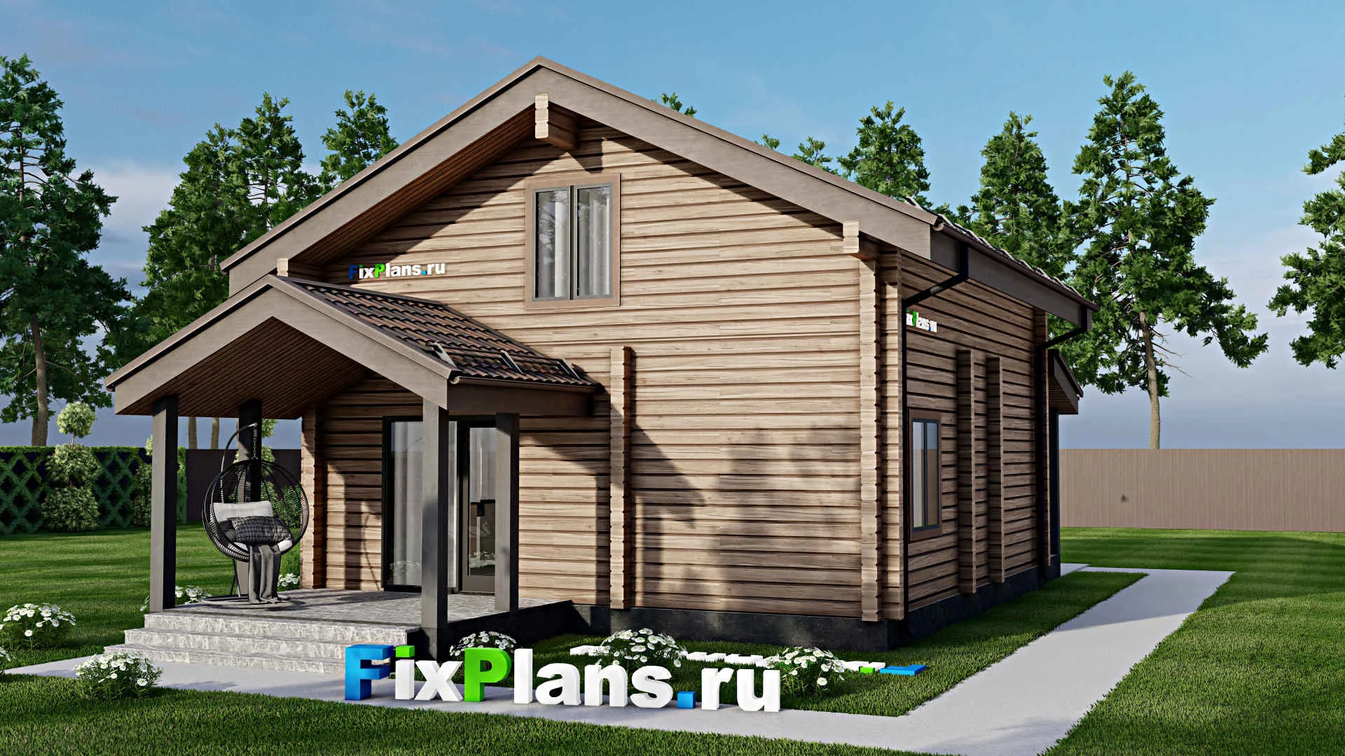 F-7640 - Планы дома с мансардой 9 на 11, площадью 150 м² с террасой и 2 спальнями