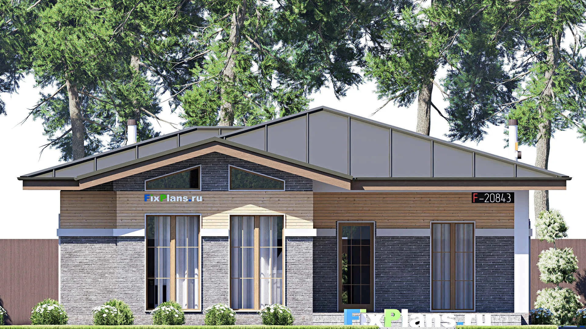 F-20843 - Проект одноэтажного дома 13 на 18, площадью 160 м² с 3 спальнями