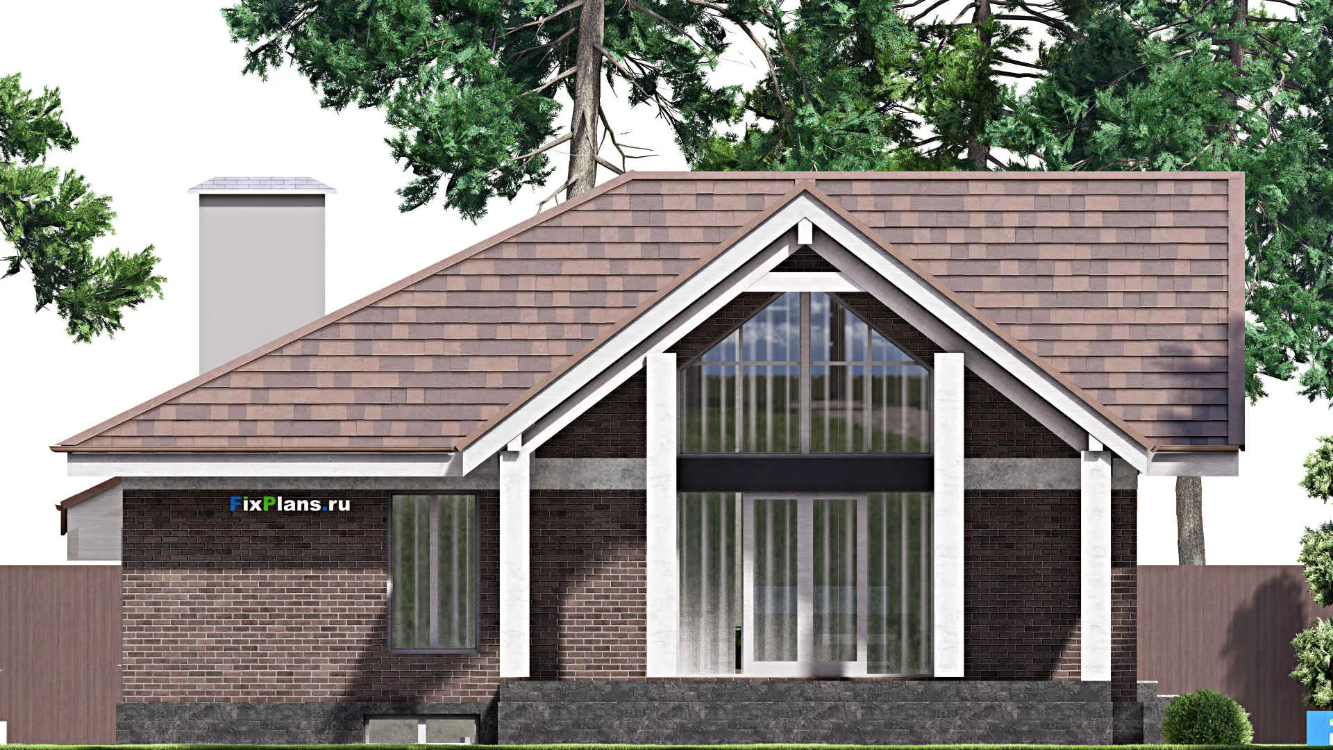 F-14453 - Проект одноэтажного дома 13 на 31, площадью 480 м² с террасой, цокольным этажом, гаражом на 2 машины и 4 спальнями