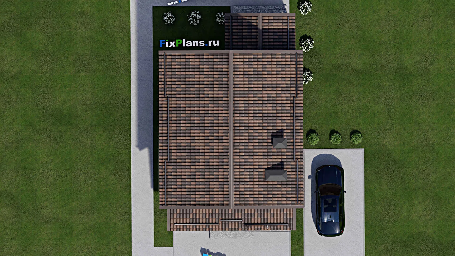 F-7640 - Планы дома с мансардой 9 на 11, площадью 150 м² с террасой и 2 спальнями