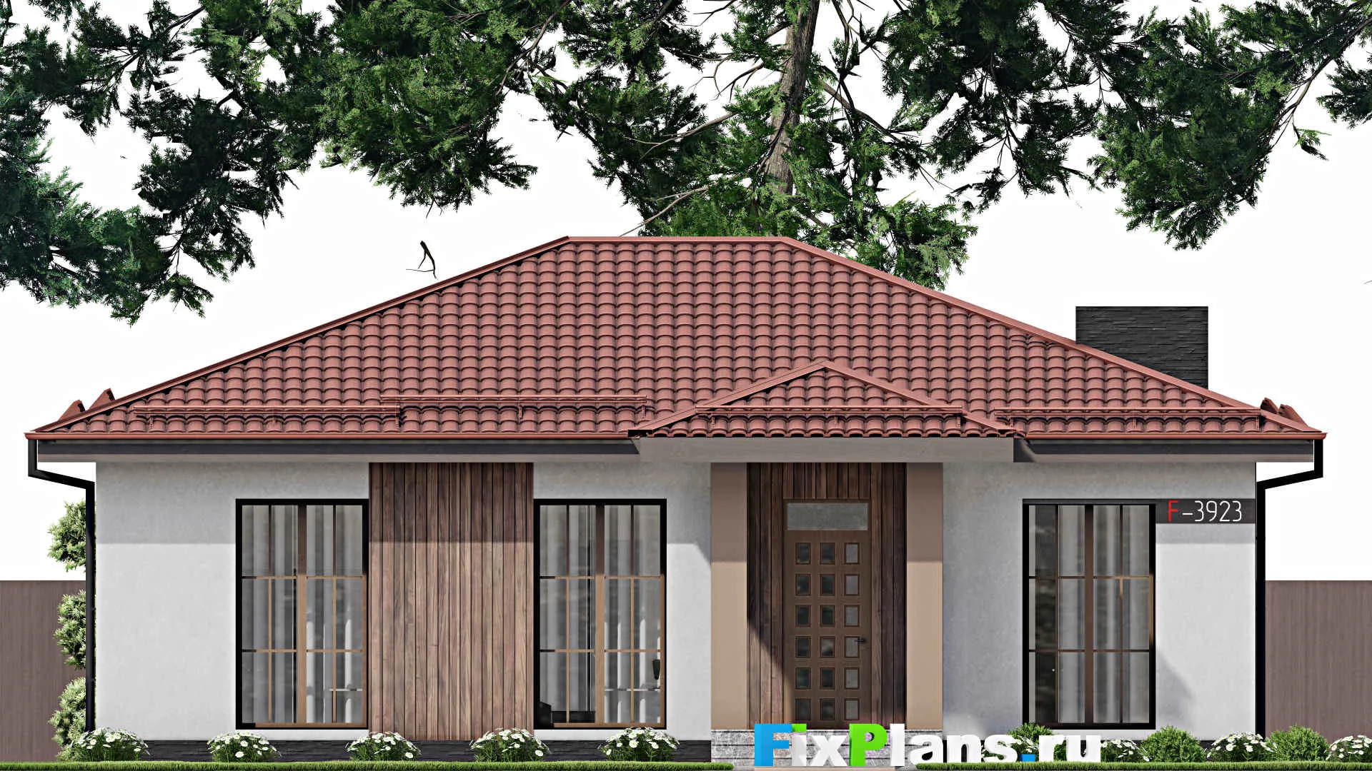 F-3923 - Проект одноэтажного дома 11 на 14, площадью 120 м² с 3 спальнями
