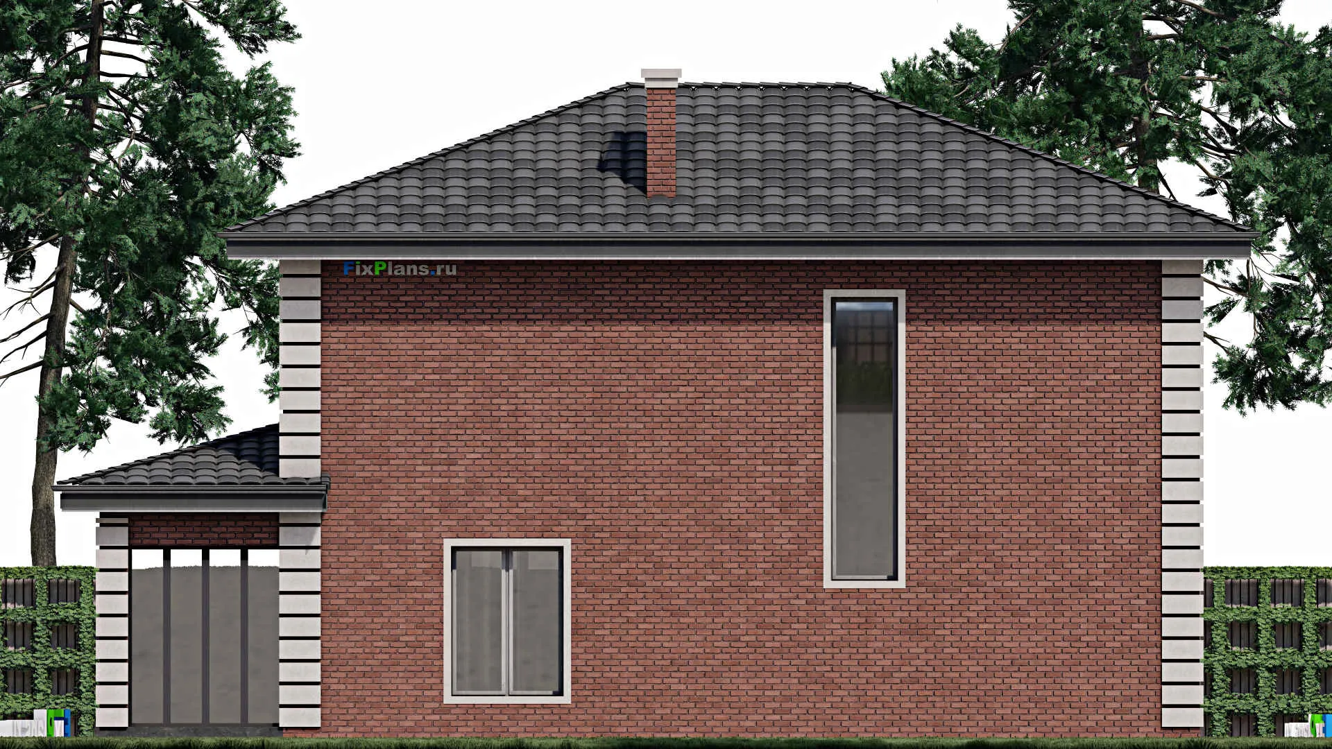 F-1439 - Планы двухэтажного дома 10 на 15, площадью 180 м² с террасой, балконом и 3 спальнями