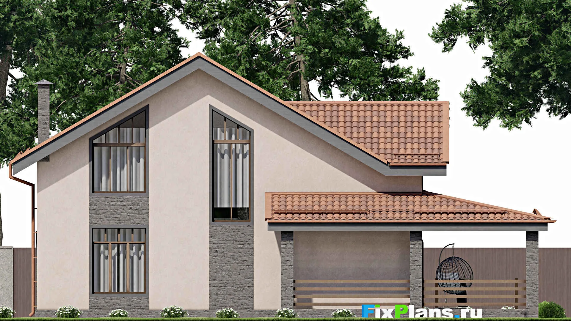 F-10313 - Планы дома с мансардой 12 на 17, площадью 220 м² с 5 спальнями