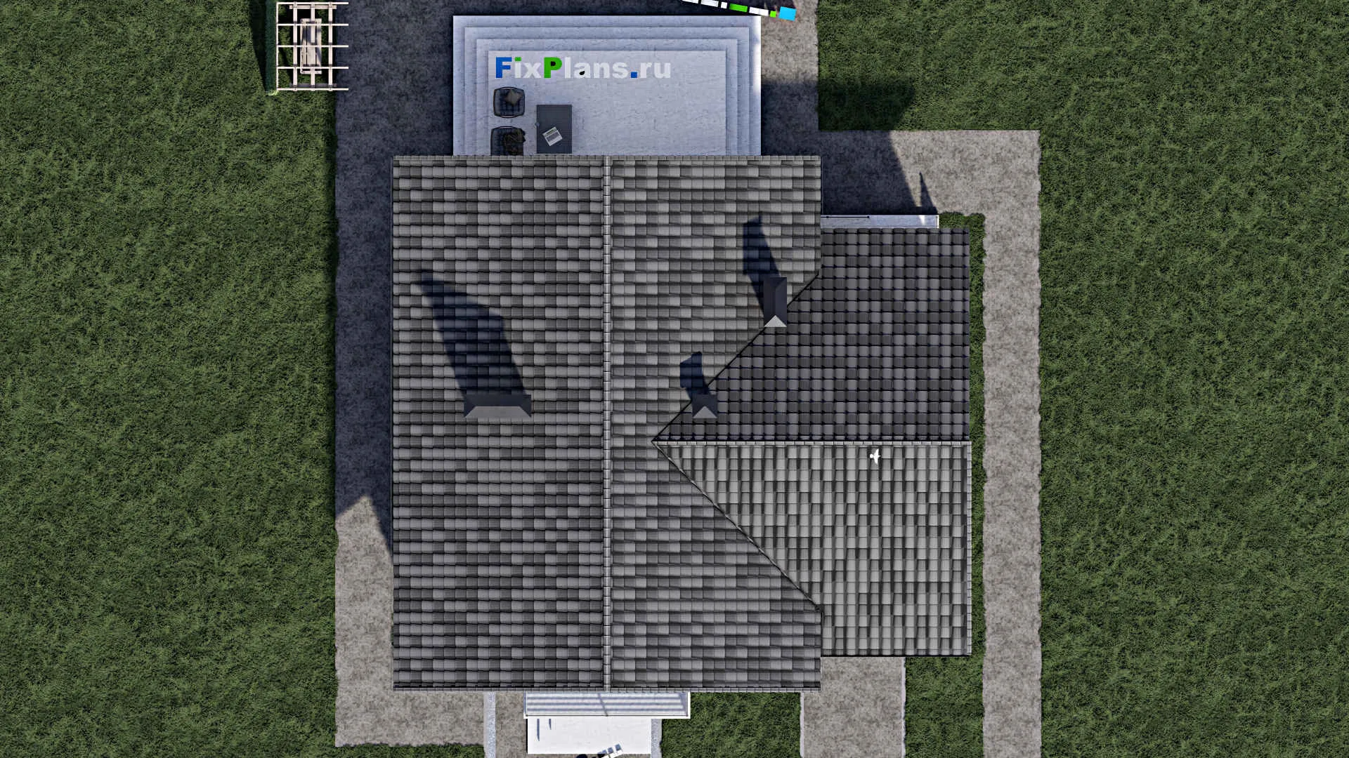 F-0908 - Проект дома с мансардой 13 на 13, площадью 260 м² с террасой, балконом, гаражом на 1 машину и 4 спальнями