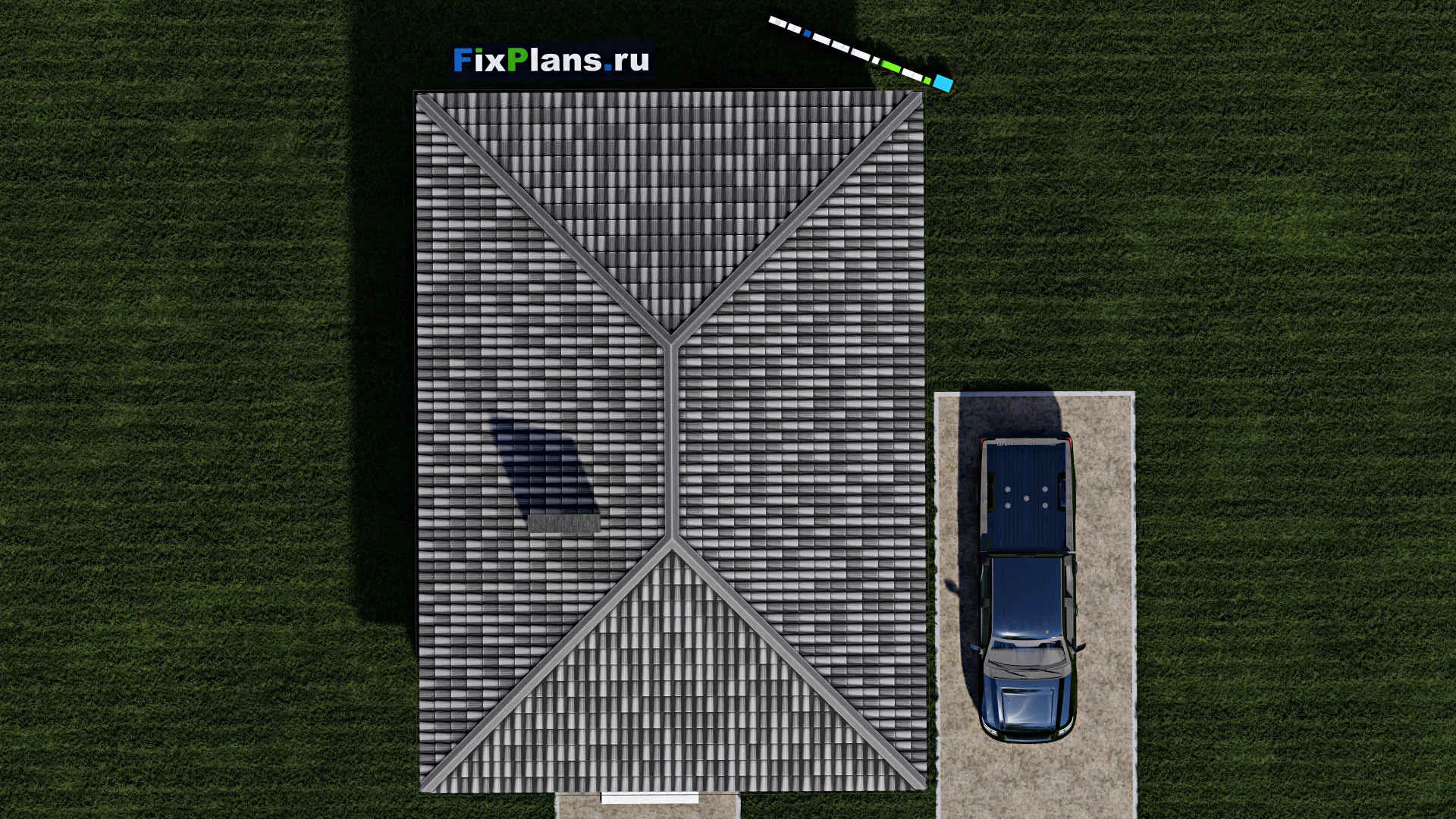 F-1061 - Проект одноэтажного дома 10 на 11, площадью 100 м² с террасой и 1 спальнями