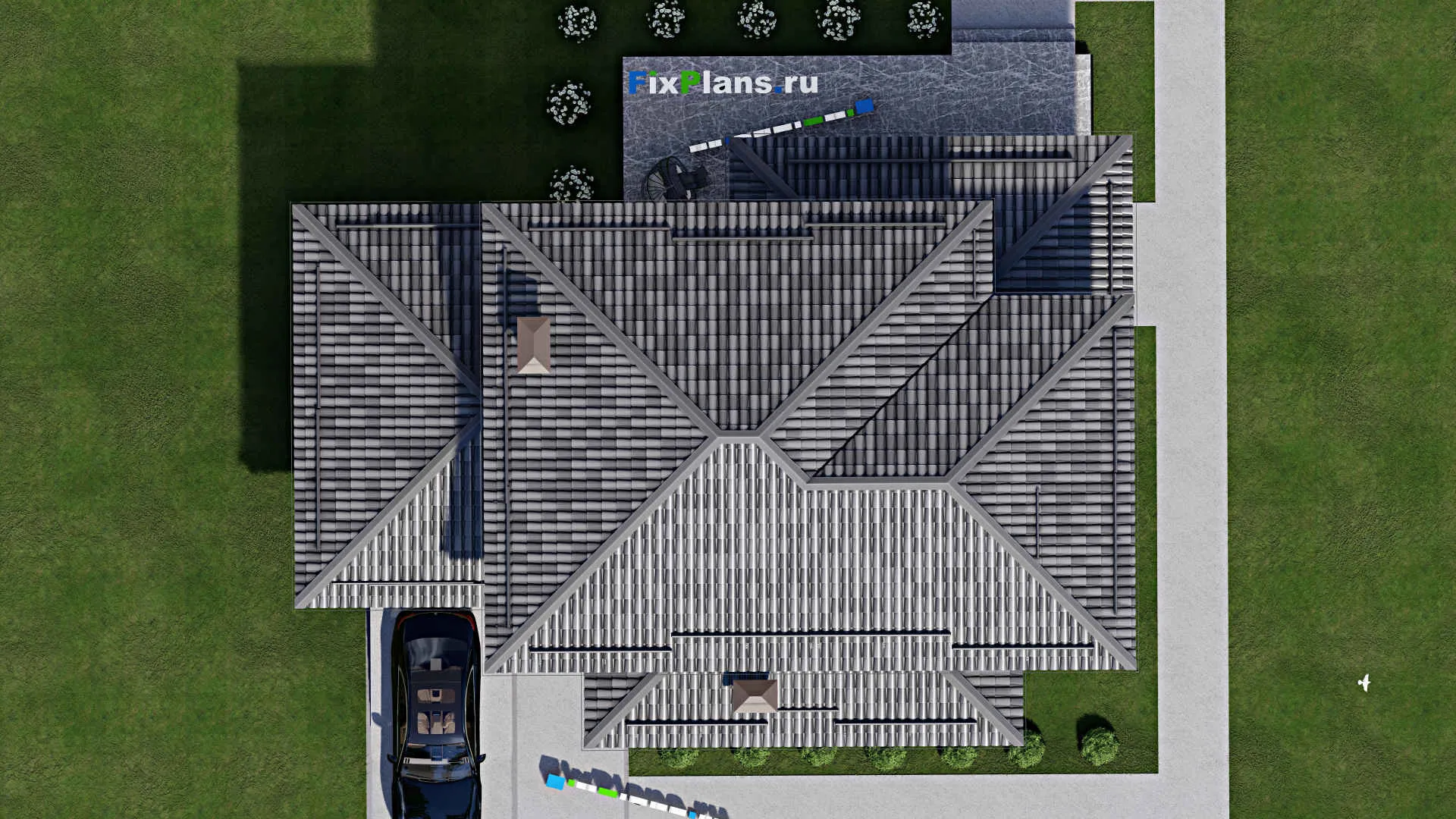 F-10241 - Проект двухэтажного дома 14 на 17, площадью 220 м² с террасой, гаражом на 1 машину и 3 спальнями