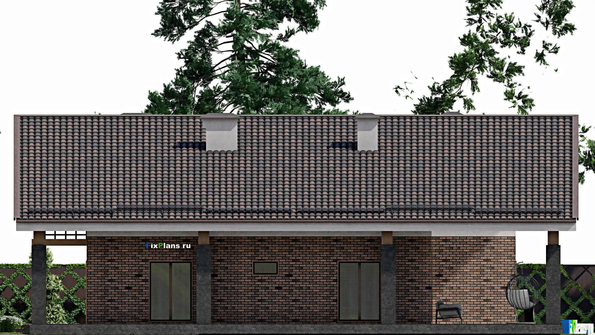 F-7091 - Проект дома с мансардой 19 на 19, площадью 340 м² с террасой, балконом и 4 спальнями