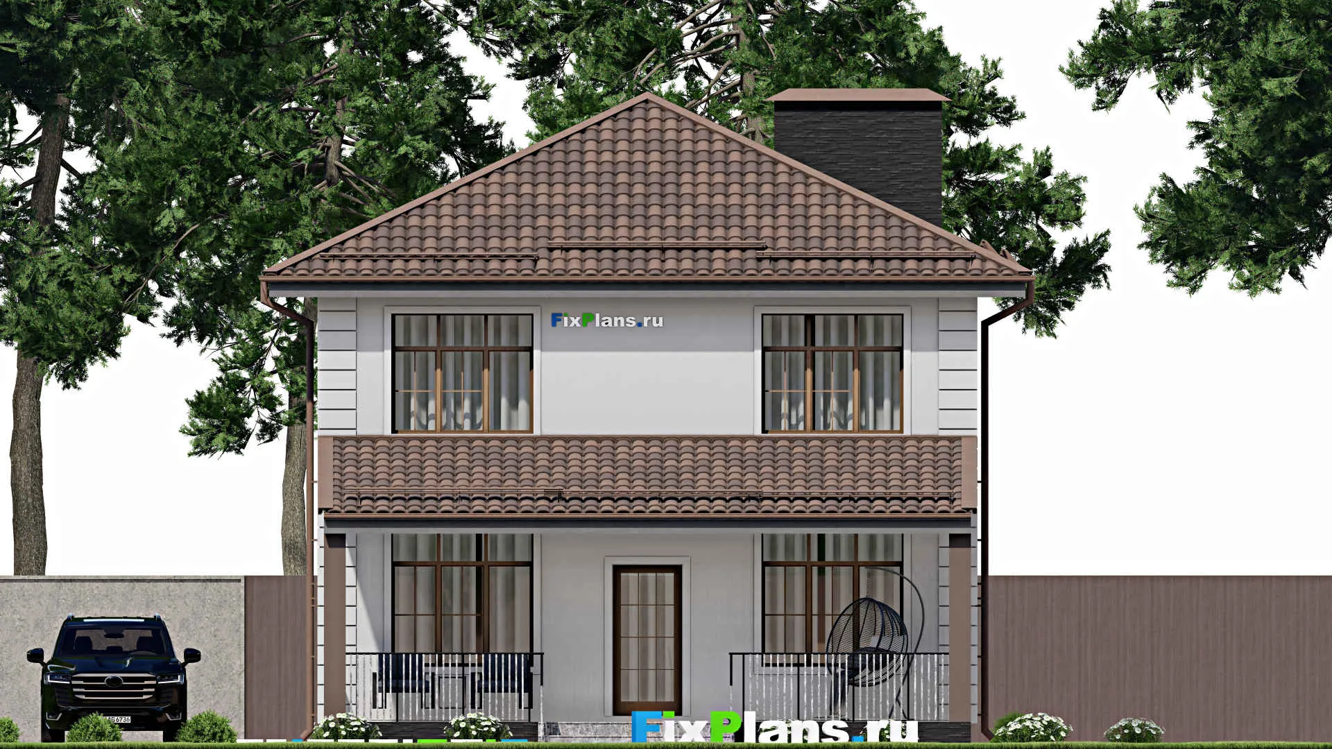 F-11375 - Проект двухэтажного дома 9 на 14, площадью 150 м² с террасой и 3 спальнями