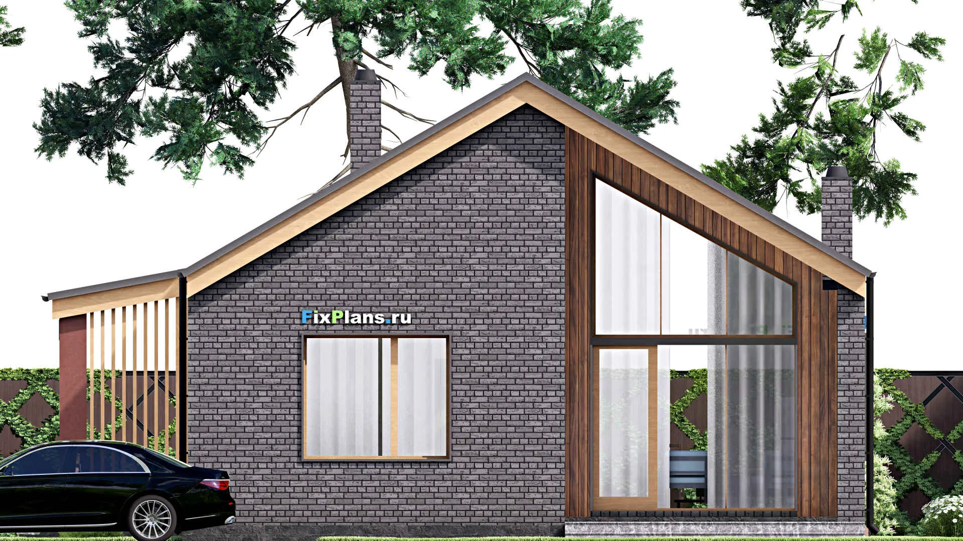 F-15785 - Проект одноэтажного дома 12 на 17, площадью 140 м² с террасой и 3 спальнями