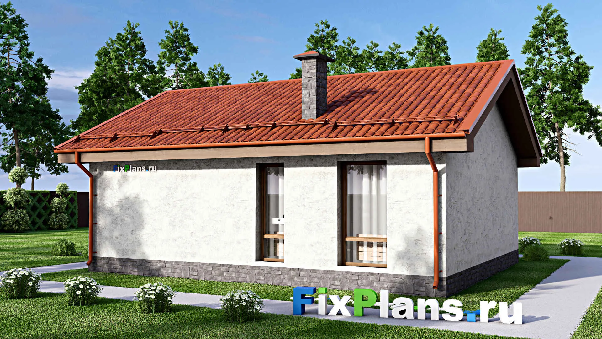 F-14768 - Проект одноэтажного дома 10 на 11, площадью 70 м² с 2 спальнями