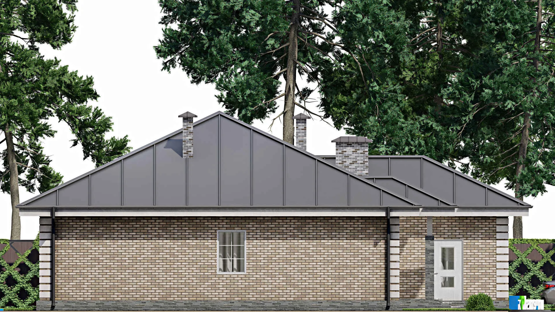 F-10385 - План одноэтажного дома 15 на 16, площадью 180 м² с 3 спальнями