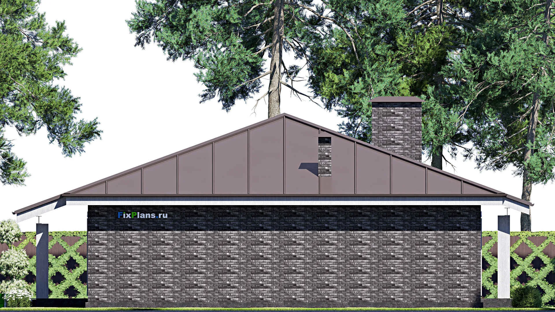 F-17747 - Проект одноэтажного дома 15 на 21, площадью 220 м² с террасой и 3 спальнями
