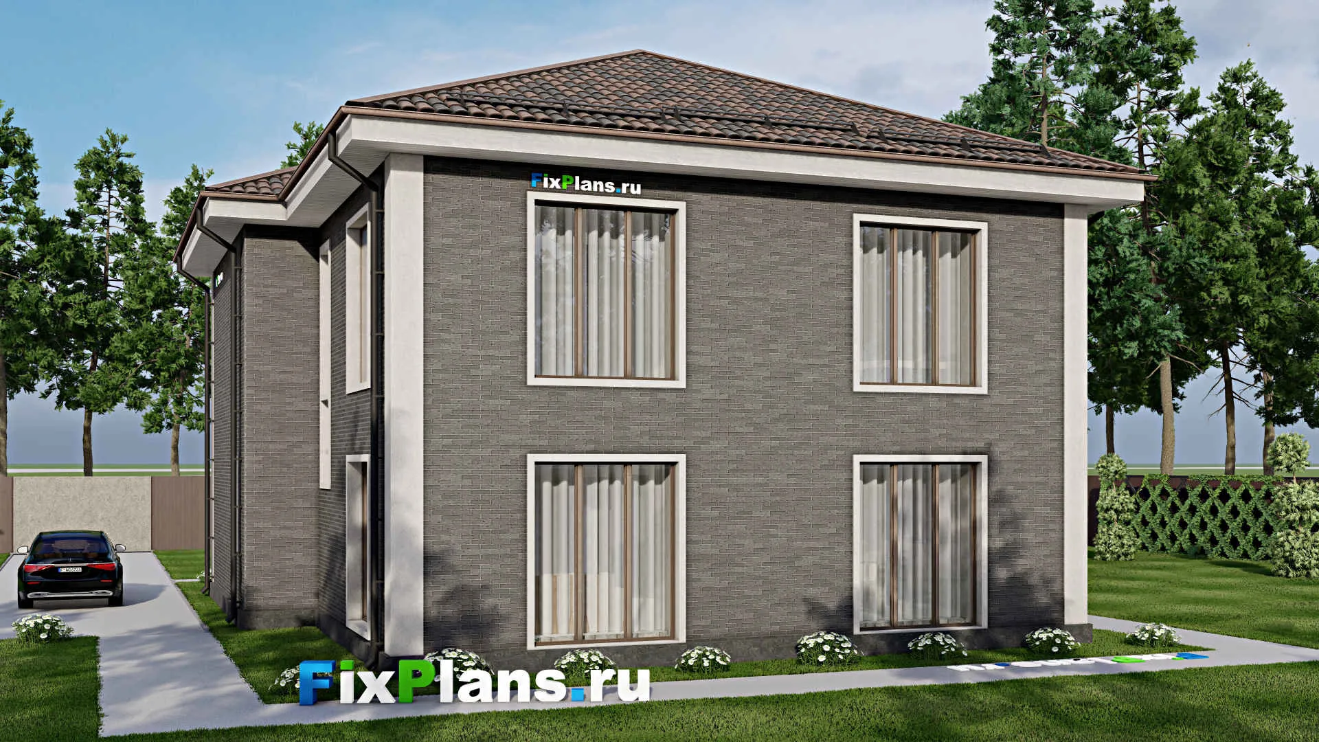 F-5498 - Планы двухэтажного дома 12 на 14, площадью 190 м² с 4 спальнями