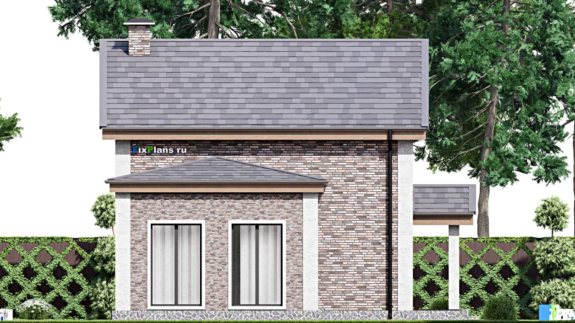 F-10043 - Планы дома с мансардой 10 на 14, площадью 140 м² с террасой и 4 спальнями