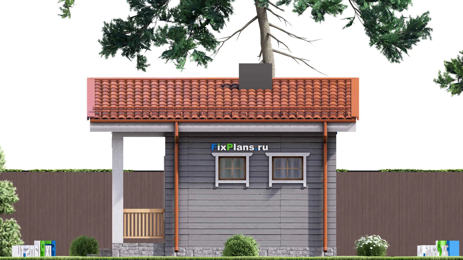 F-15542 - Проект бани 7 на 7, площадью 40 м² с комнатой отдыха