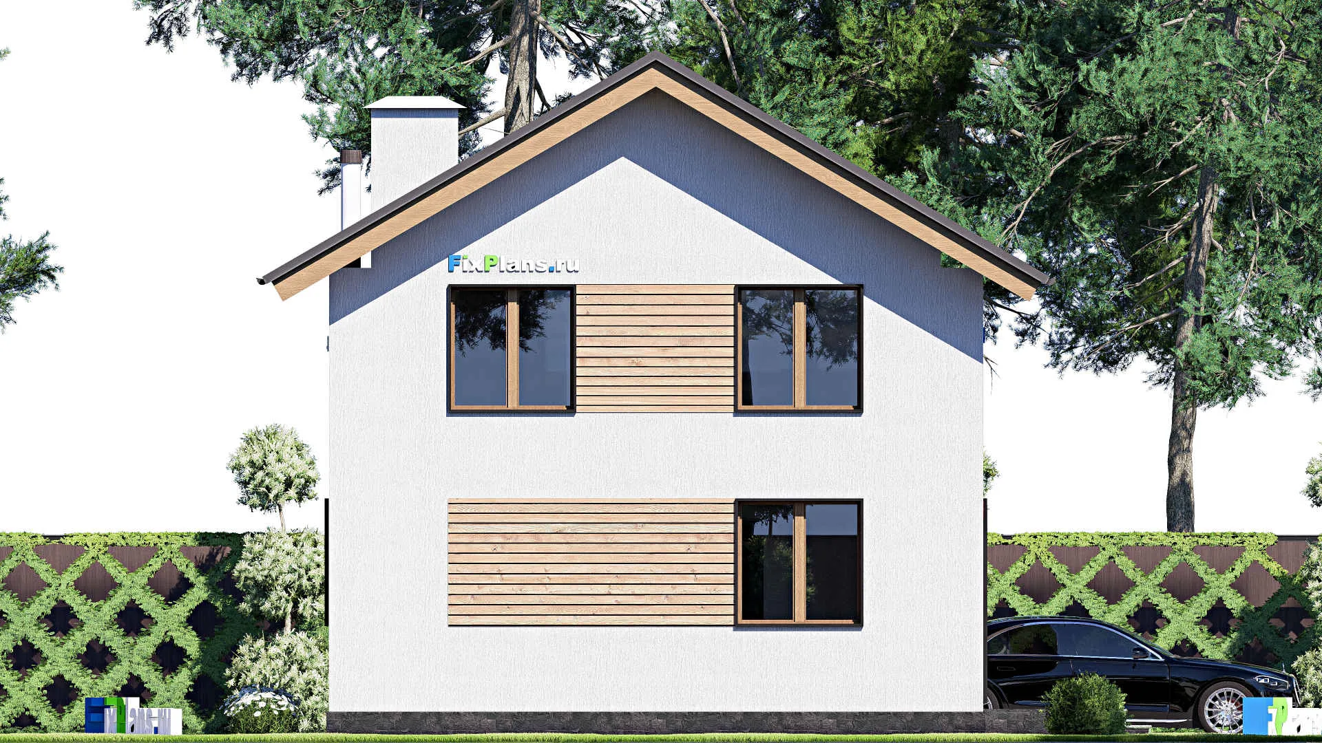 F-19961 - Проект дома с мансардой 10 на 12, площадью 140 м² с 4 спальнями