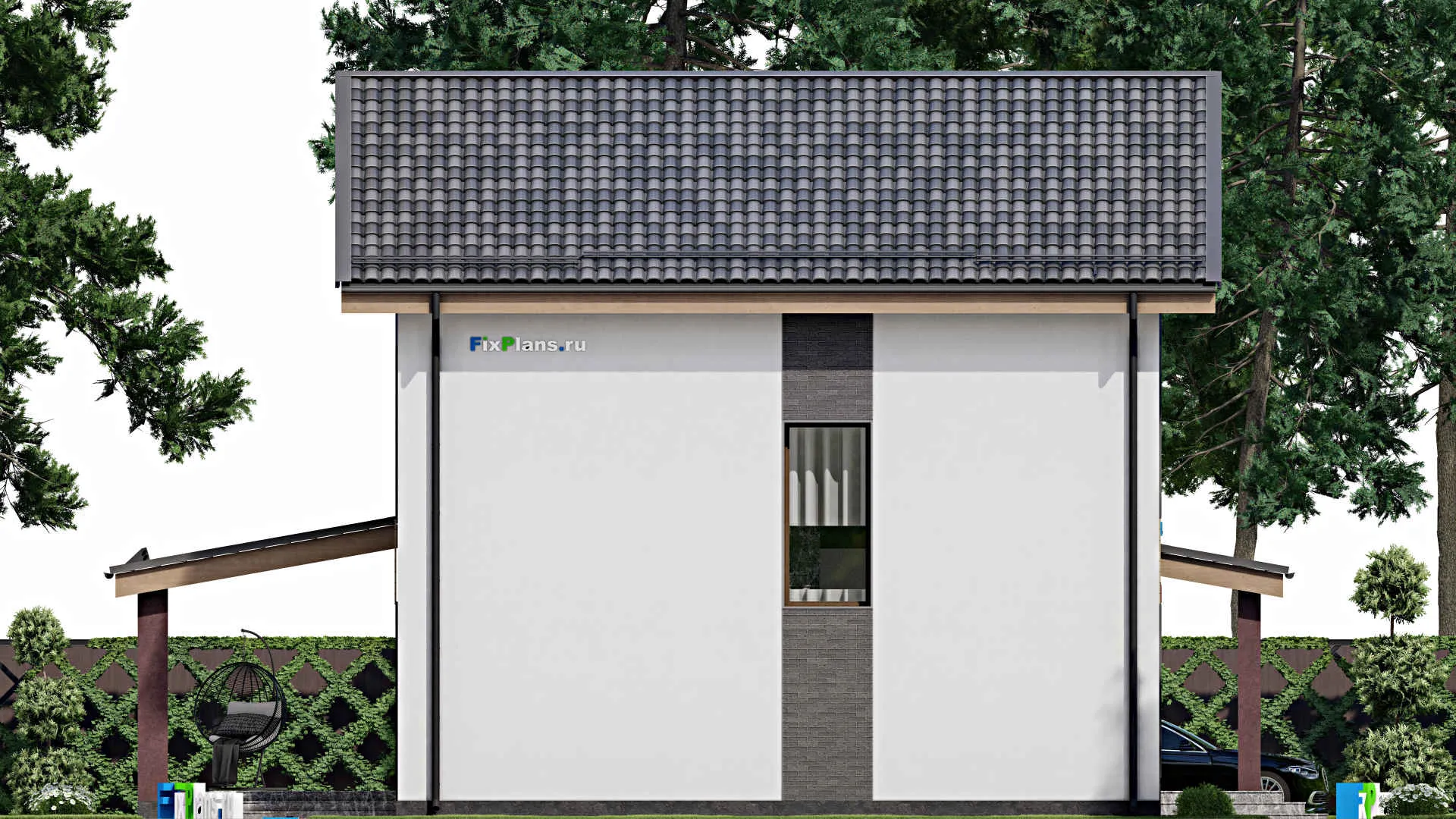 F-6281 - Проект дома с мансардой 10 на 15, площадью 170 м² с террасой и 4 спальнями