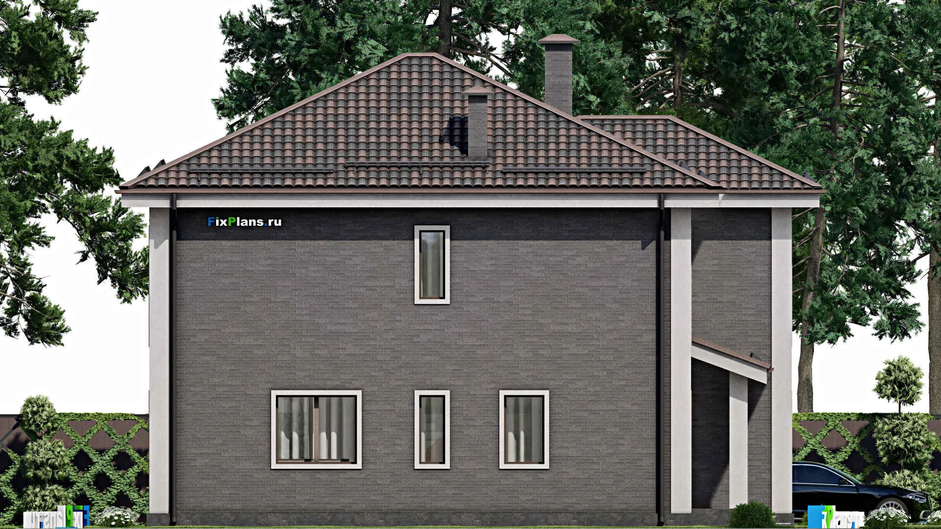 F-5498 - Планы двухэтажного дома 12 на 14, площадью 190 м² с 4 спальнями