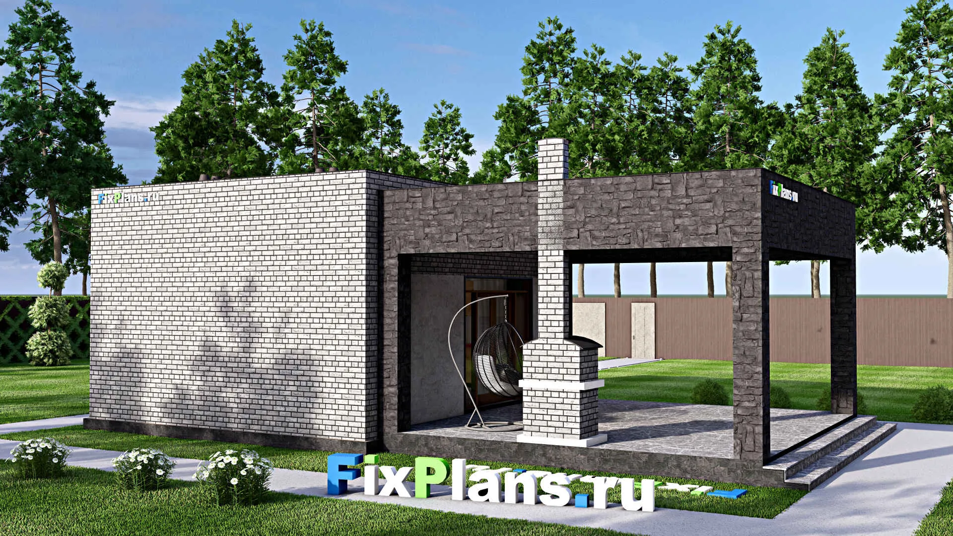 F-15146 - Проект бани 8 на 13, площадью 80 м² с комнатой отдыха, терассой и санузлом