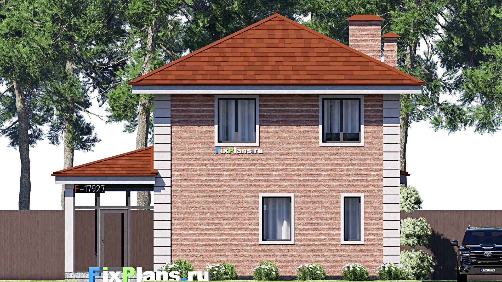 F-17927 - Проект одноэтажного дома 15 на 16, площадью 180 м² с террасой и 3 спальнями