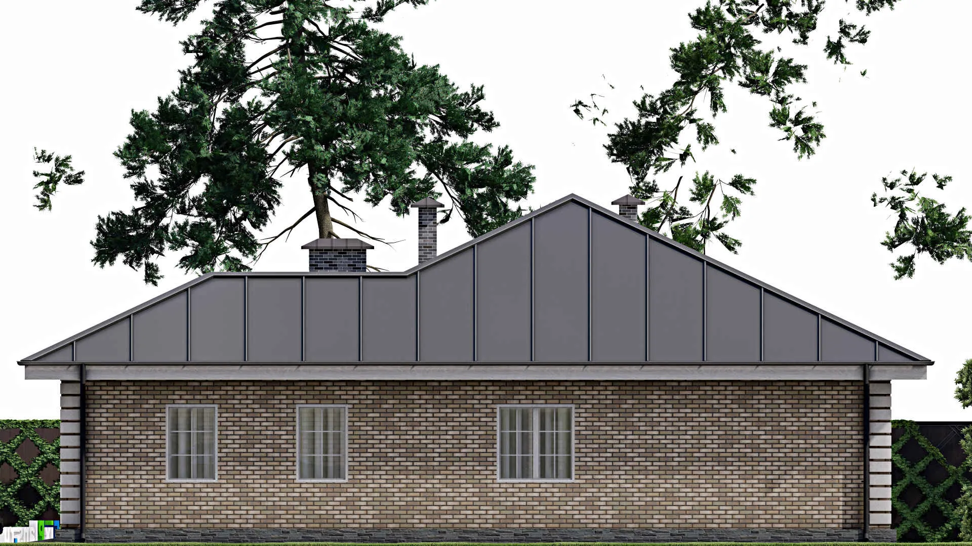 F-10385 - План одноэтажного дома 15 на 16, площадью 180 м² с 3 спальнями