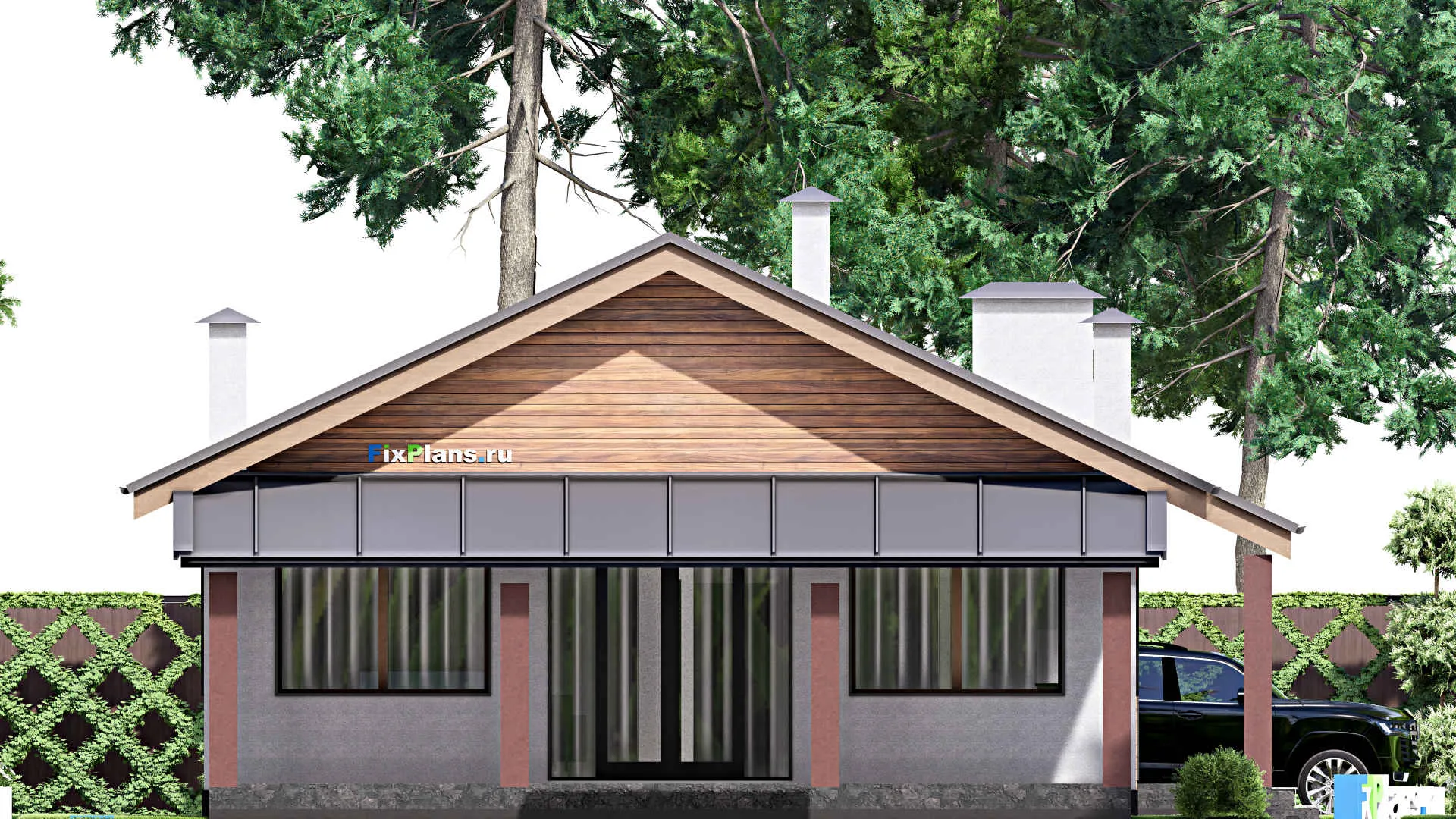 F-17000 - Проект одноэтажного дома 12 на 20, площадью 170 м² с террасой и 3 спальнями