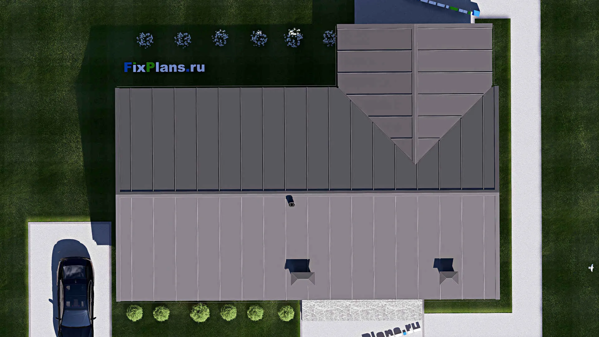 F-19358 - Проект одноэтажного дома 14 на 18, площадью 160 м² с террасой и 5 спальнями