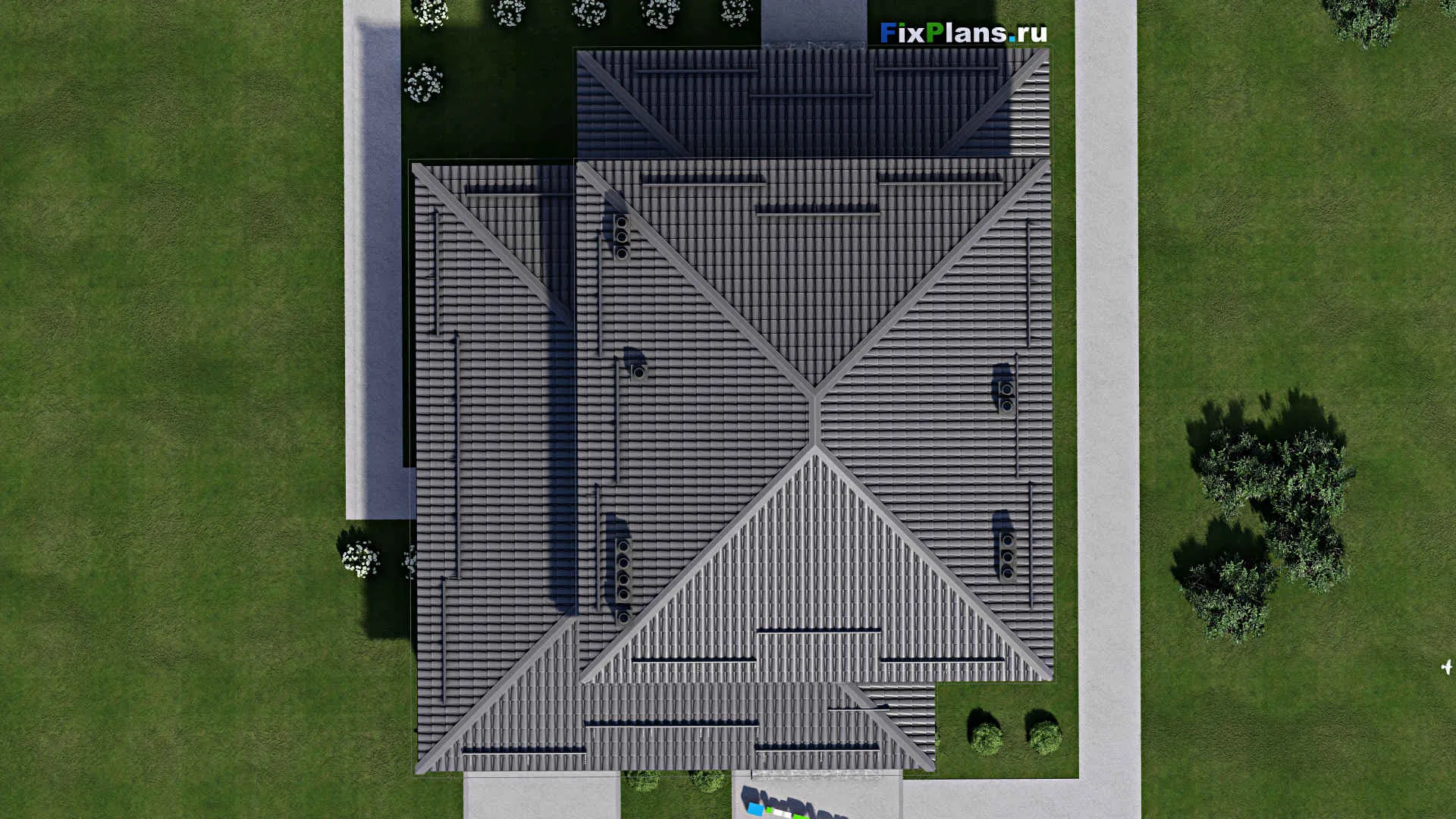 F-3230 - Проект двухэтажного дома 12 на 15, площадью 220 м² с террасой и 3 спальнями