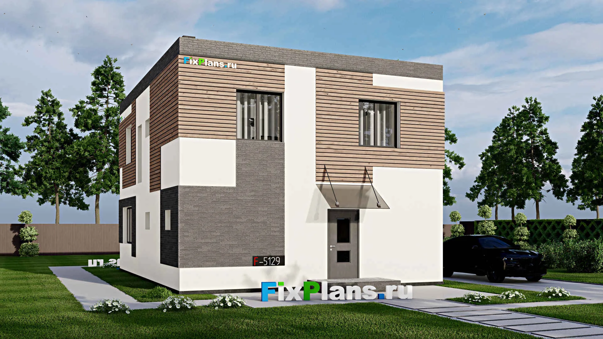 F-5129 - Проект двухэтажного дома 9 на 12, площадью 150 м² с террасой и 3 спальнями