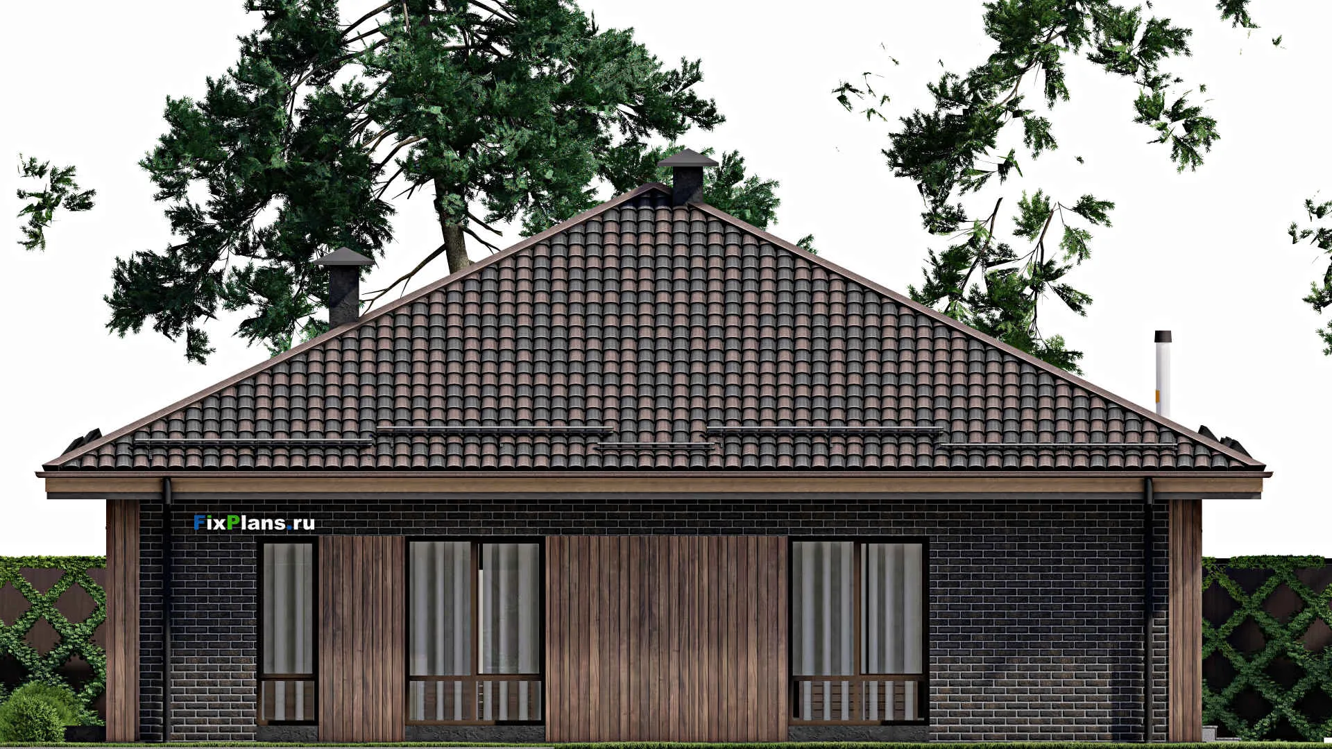 F-5588 - План одноэтажного дома 14 на 14, площадью 150 м² с 4 спальнями