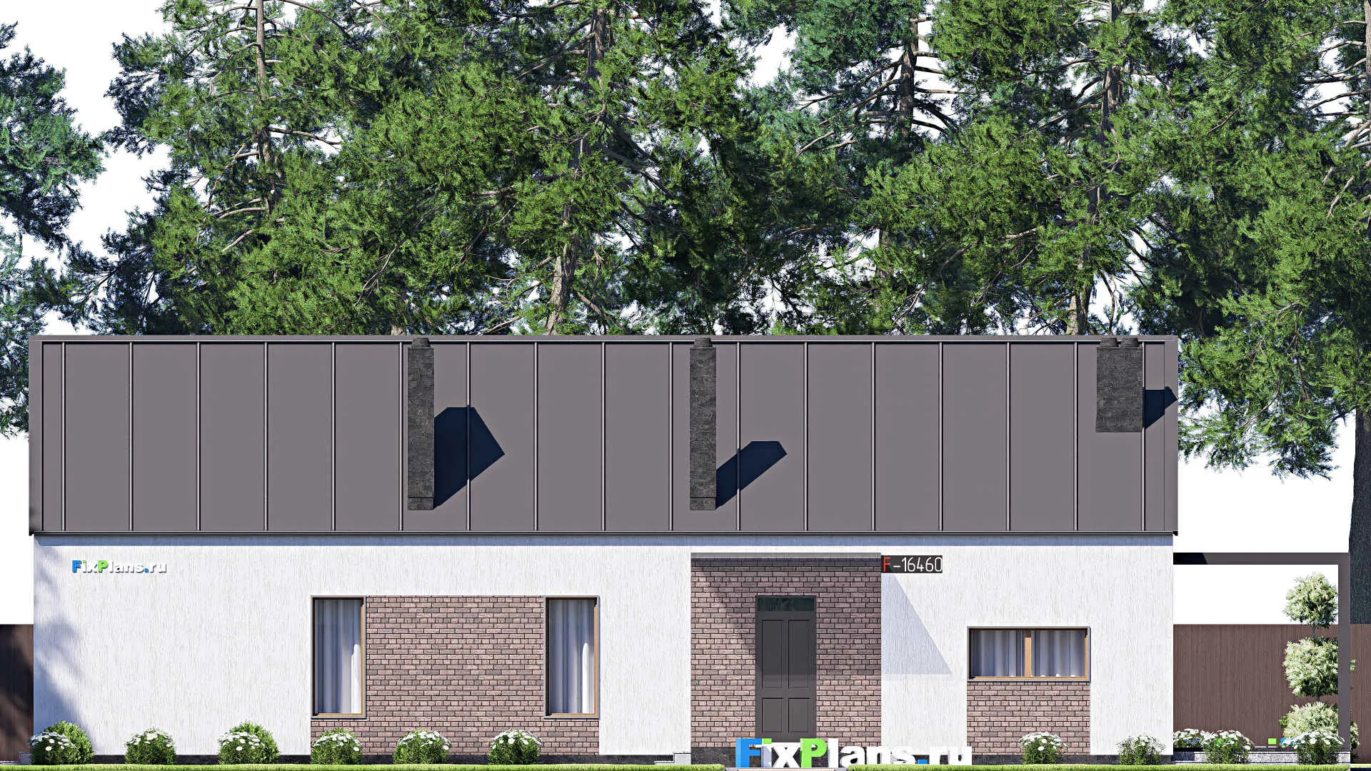 F-16460 - Проект одноэтажного дома 12 на 22, площадью 160 м² с террасой и 3 спальнями
