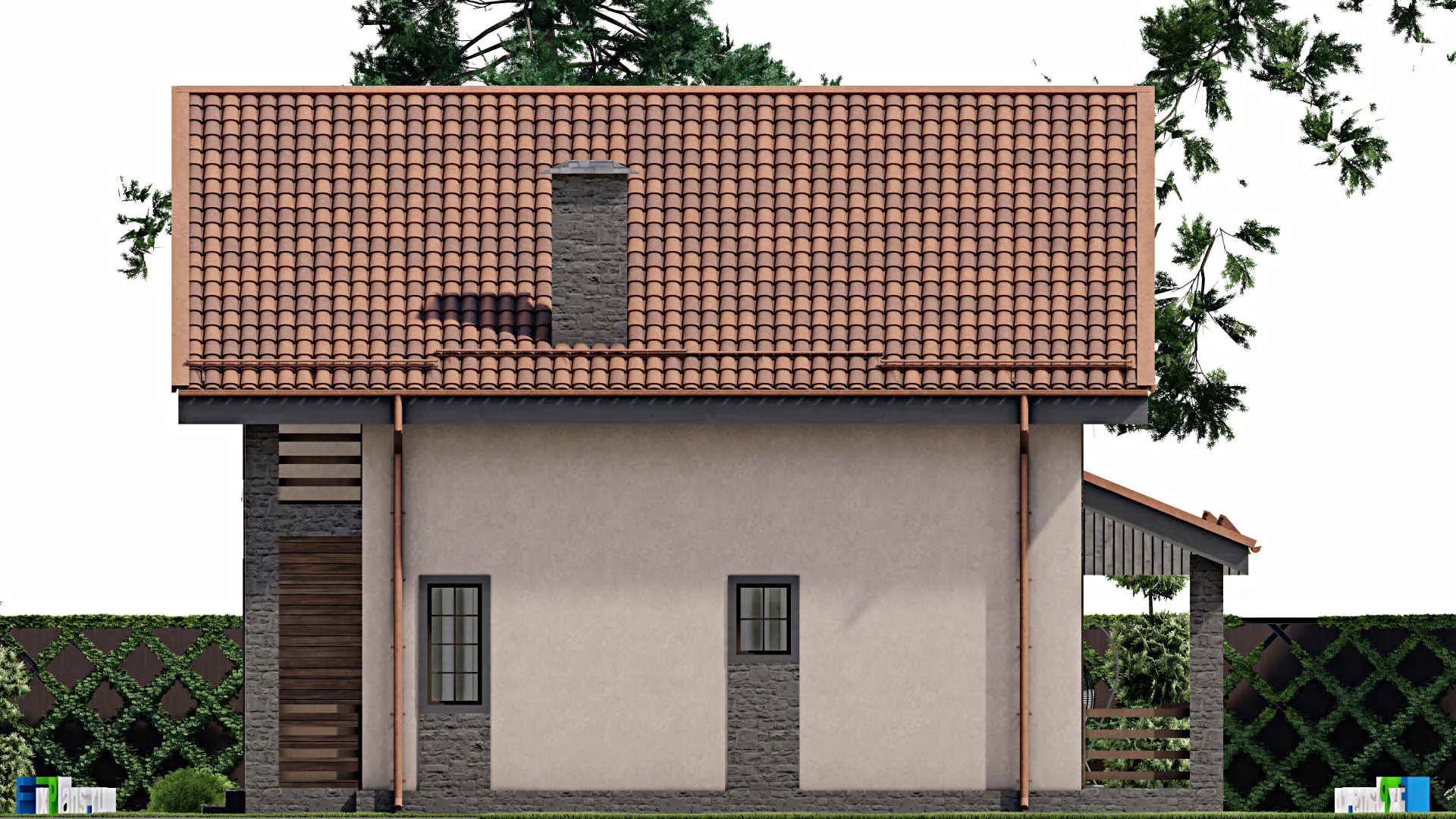 F-10313 - Планы дома с мансардой 12 на 17, площадью 220 м² с 5 спальнями