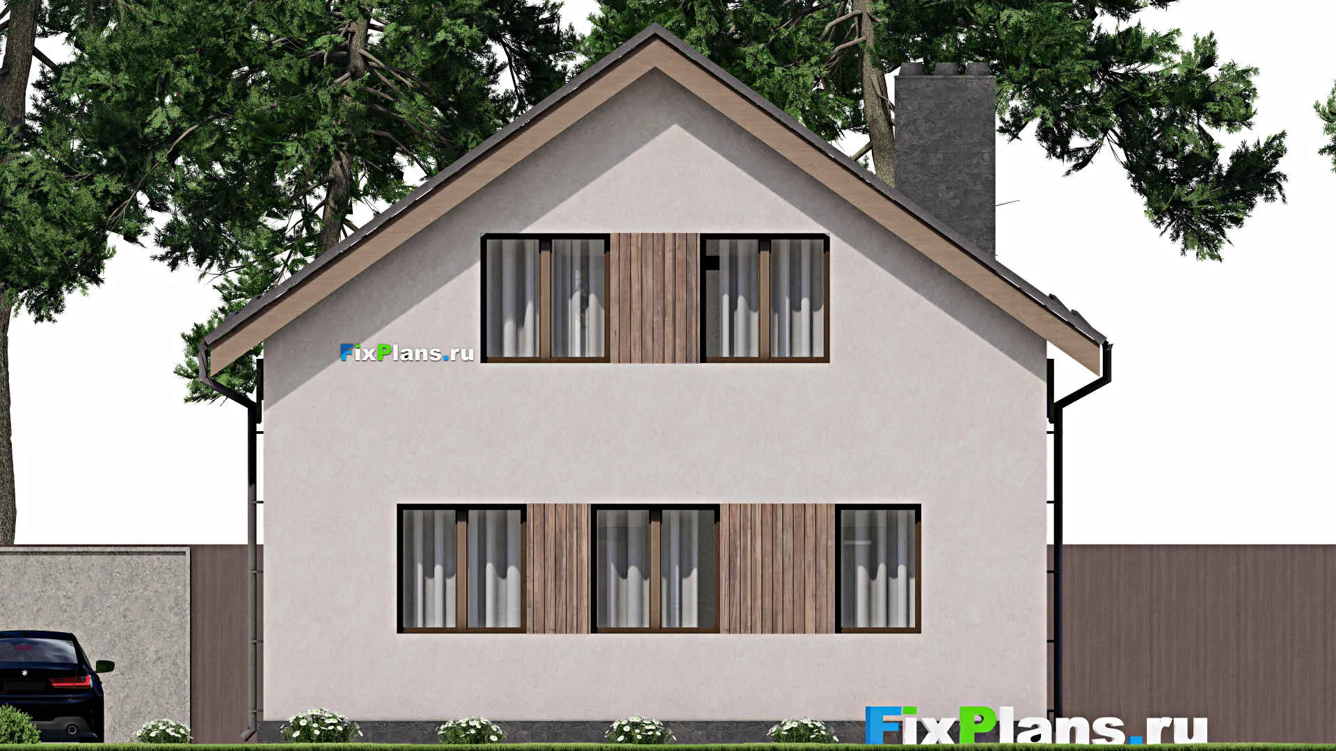 F-5273 - Проект дома с мансардой 9 на 12, площадью 140 м² с террасой, балконом и 3 спальнями