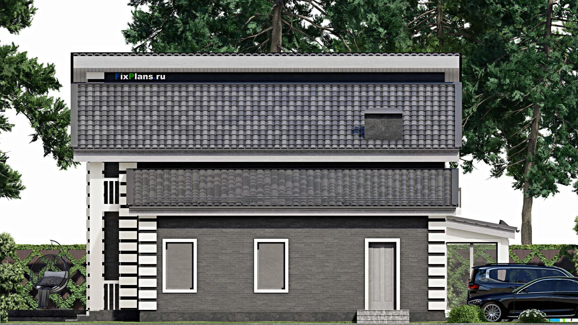 F-6218 - Планы дома с мансардой 16 на 22, площадью 310 м² с террасой, балконом, гаражом на 2 машины и 6 спальнями