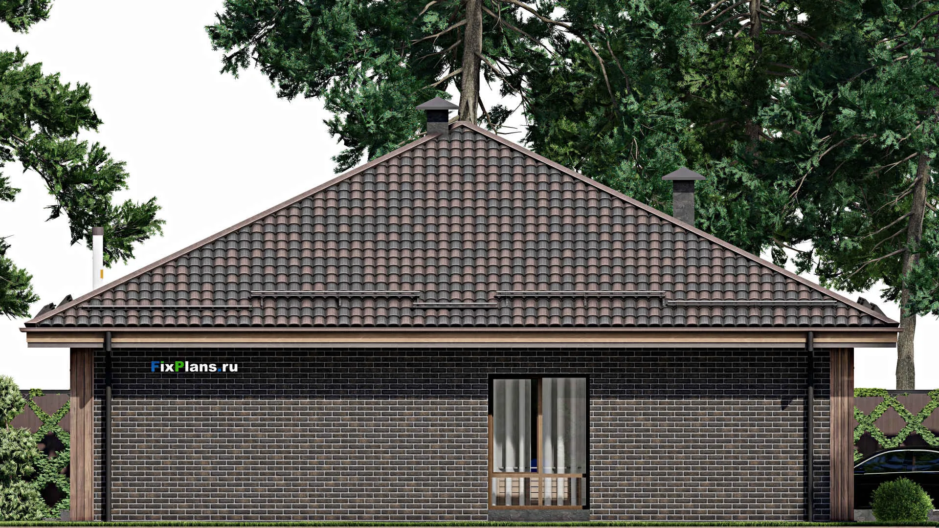 F-5588 - План одноэтажного дома 14 на 14, площадью 150 м² с 4 спальнями