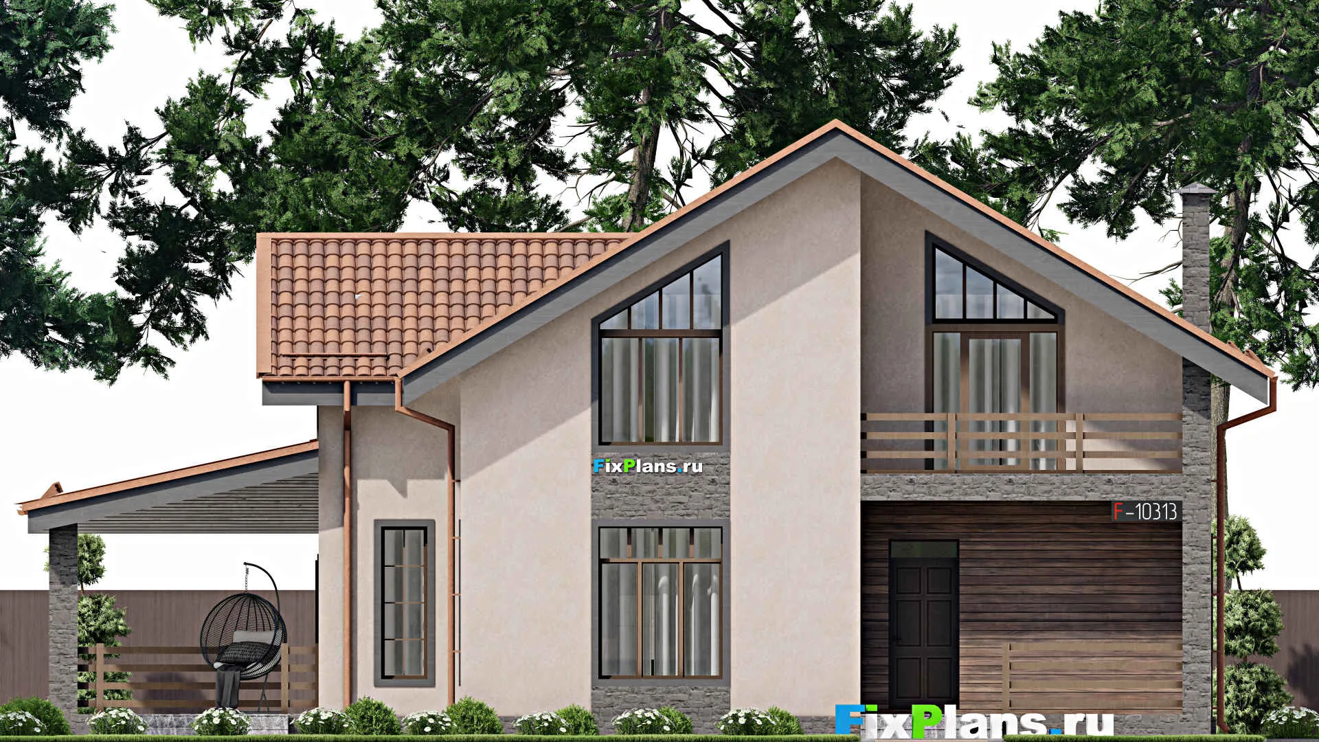 F-10313 - Планы дома с мансардой 12 на 17, площадью 220 м² с 5 спальнями