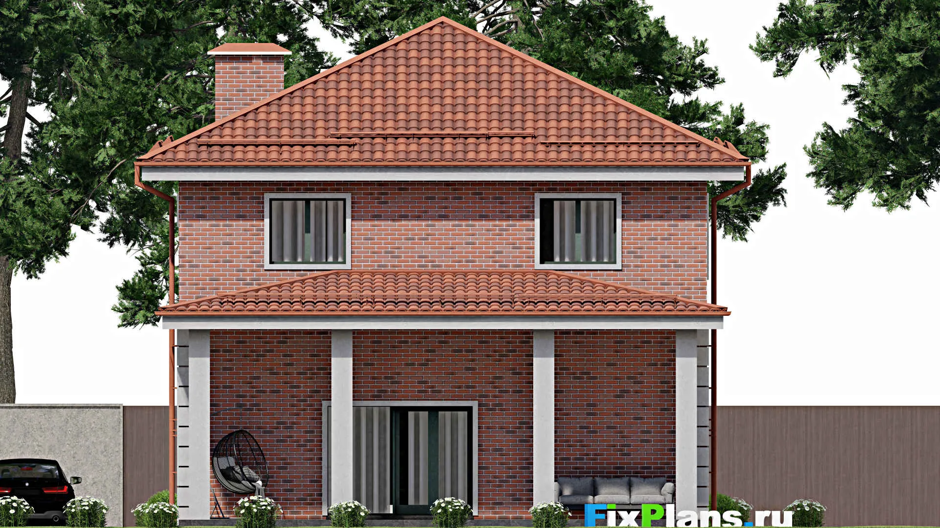 F-9413 - Проект двухэтажного дома 10 на 17, площадью 210 м² с террасой и 5 спальнями