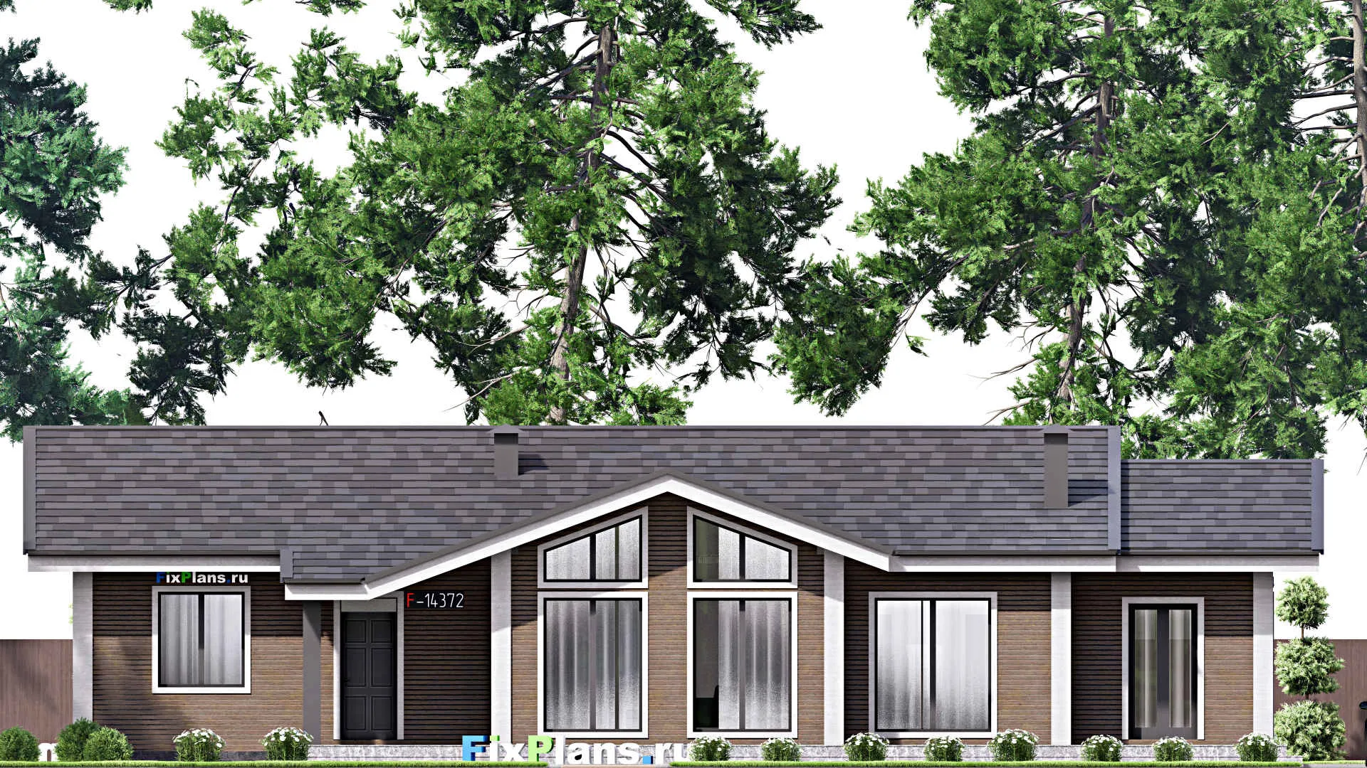 F-14372 - Проект одноэтажного дома 13 на 21, площадью 200 м² с террасой и 3 спальнями