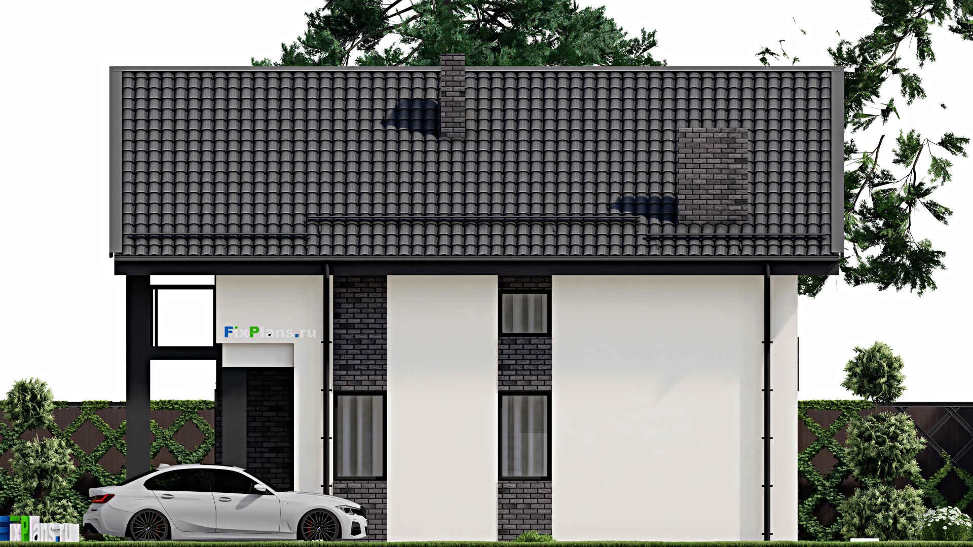 F-4076 - Проект дома с мансардой 10 на 12, площадью 160 м² с террасой, балконом и 4 спальнями