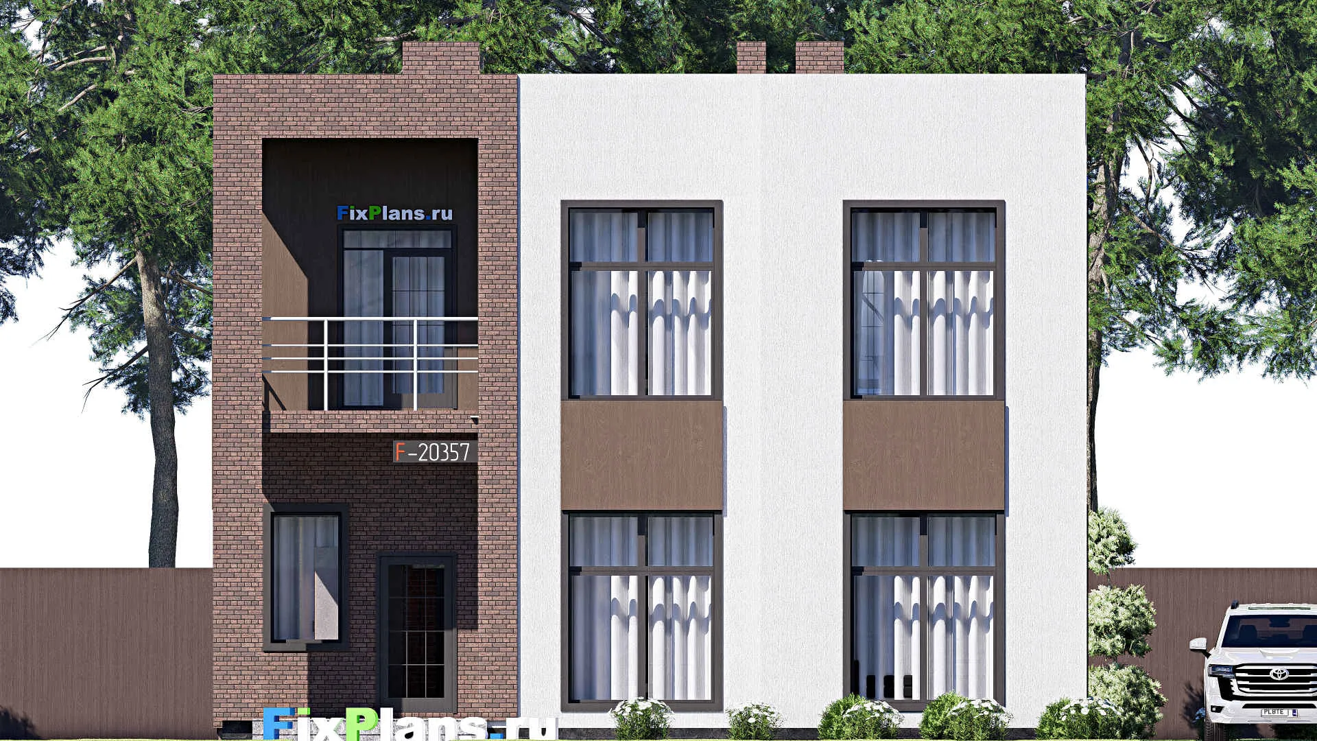 F-20357 - Проект двухэтажного дома 11 на 12, площадью 180 м² с балконом и 3 спальнями