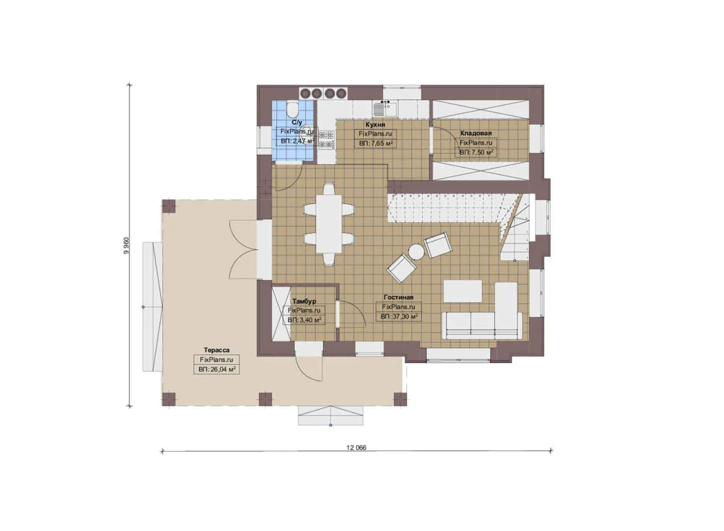 F-16154 - Планы двухэтажного дома 10 на 13, площадью 160 м² с террасой, балконом и 2 спальнями