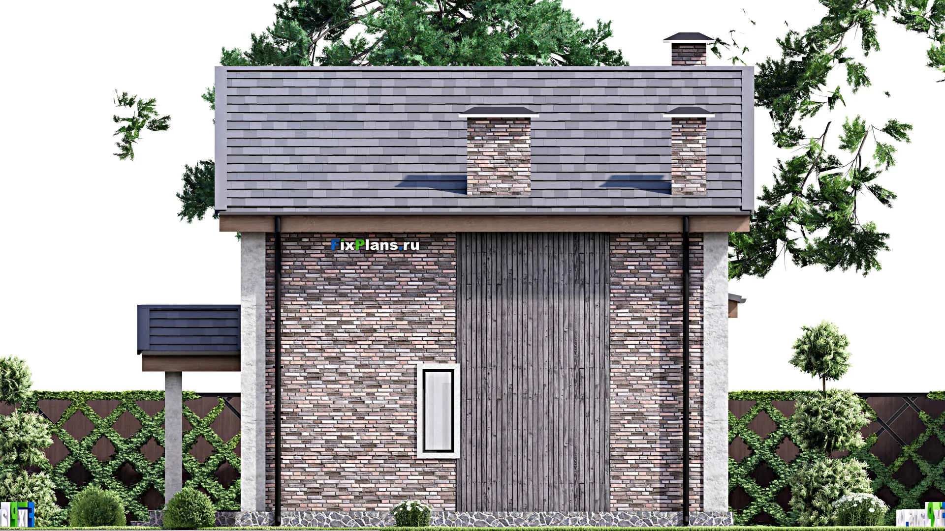 F-10043 - Планы дома с мансардой 10 на 14, площадью 140 м² с террасой и 4 спальнями