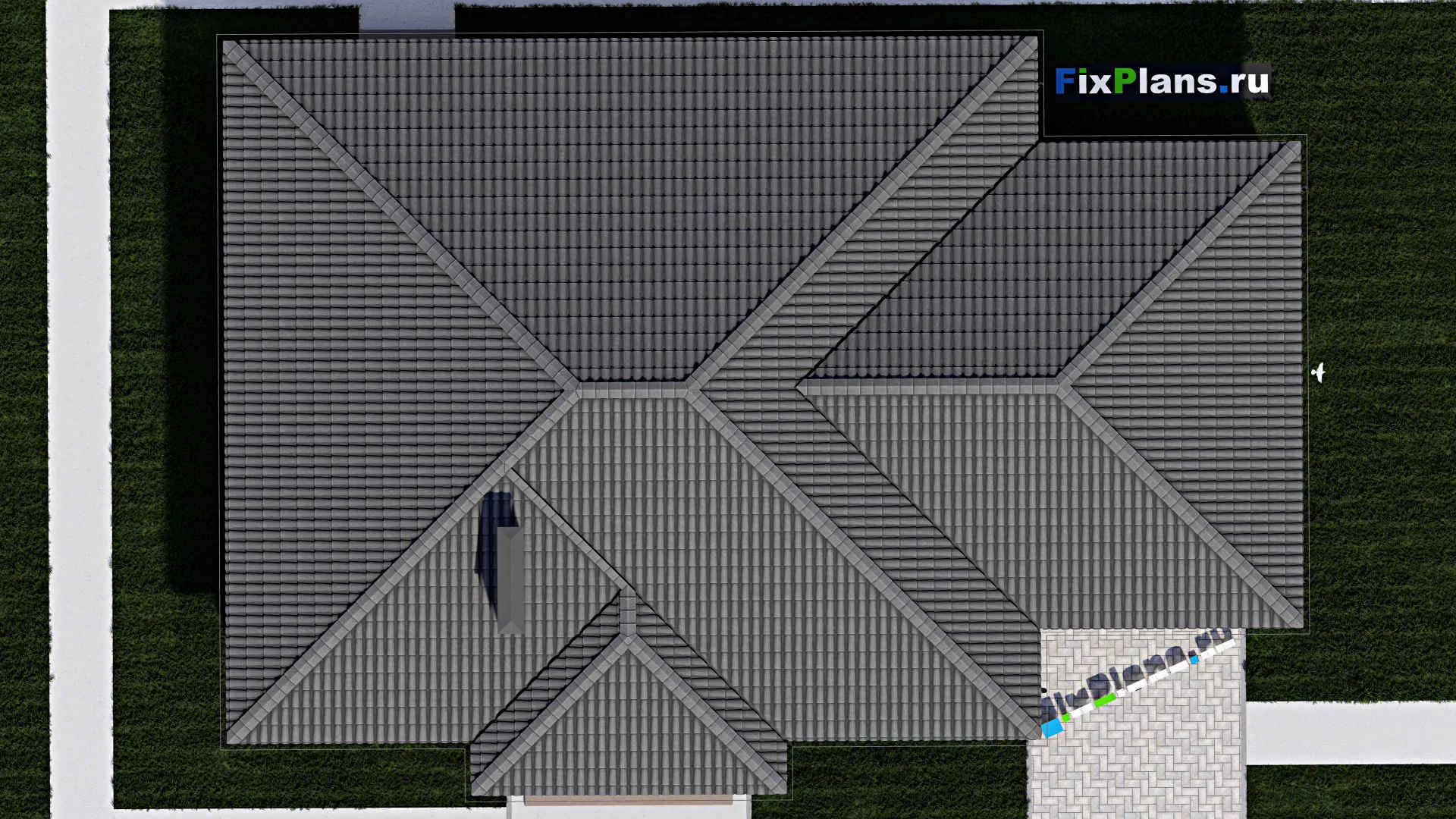 F-0269 - План одноэтажного дома 12 на 20, площадью 180 м² с террасой, гаражом на 1 машину и 3 спальнями