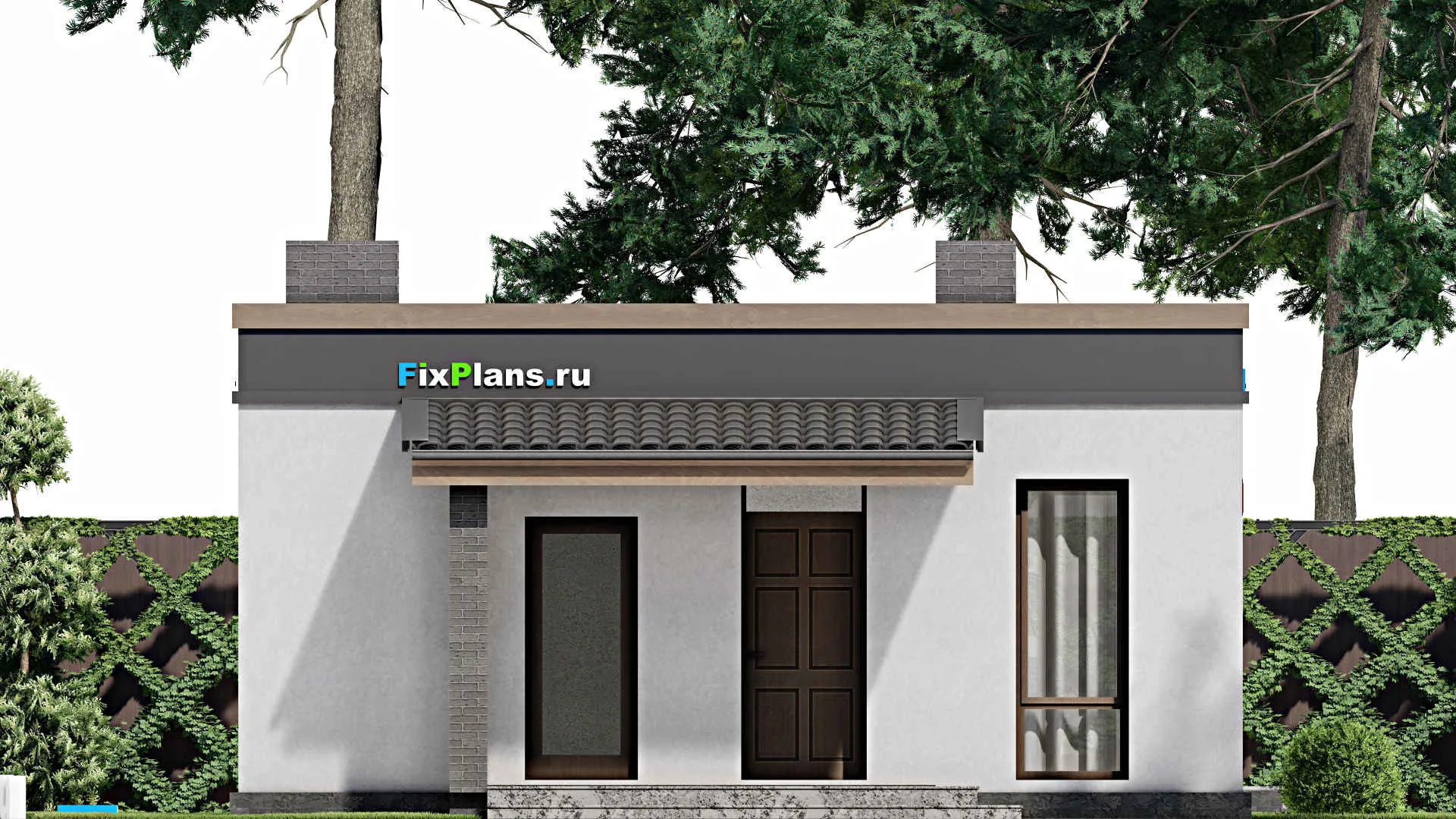 F-7973 - План одноэтажного дома 9 на 16, площадью 100 м² с террасой и 3 спальнями