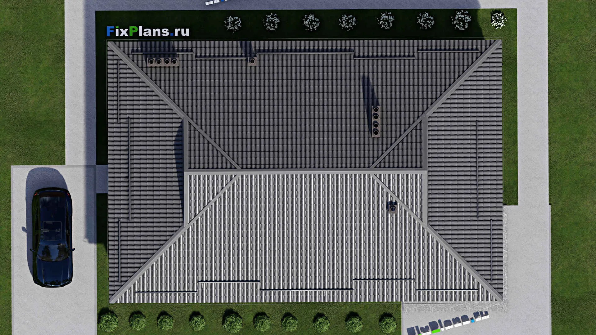 F-3131 - Проект одноэтажного дома 12 на 18, площадью 170 м² с 3 спальнями