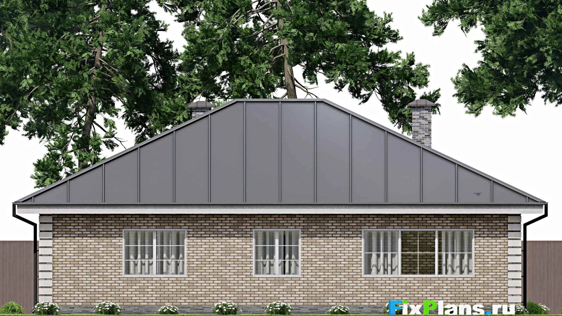 F-10385 - План одноэтажного дома 15 на 16, площадью 180 м² с 3 спальнями