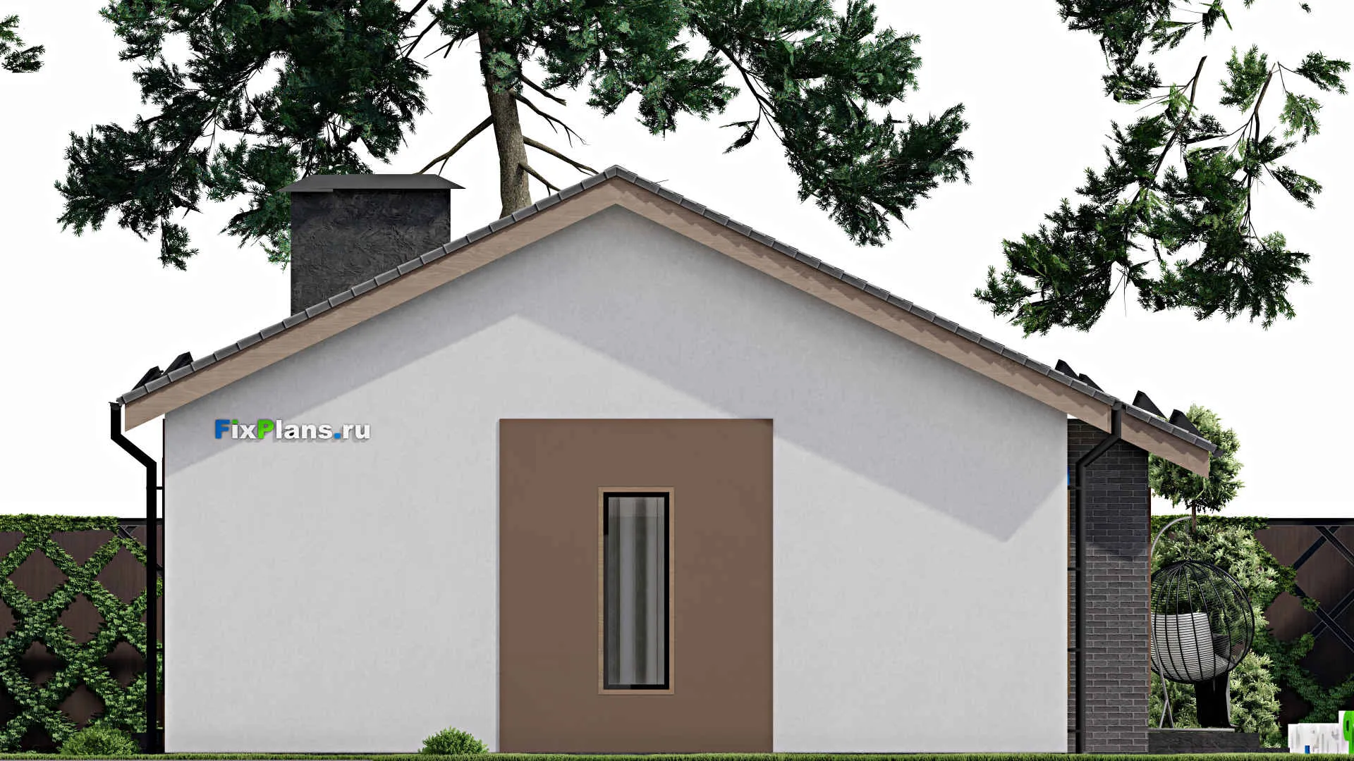 F-7262 - Проект одноэтажного дома 12 на 14, площадью 110 м² с террасой и 3 спальнями