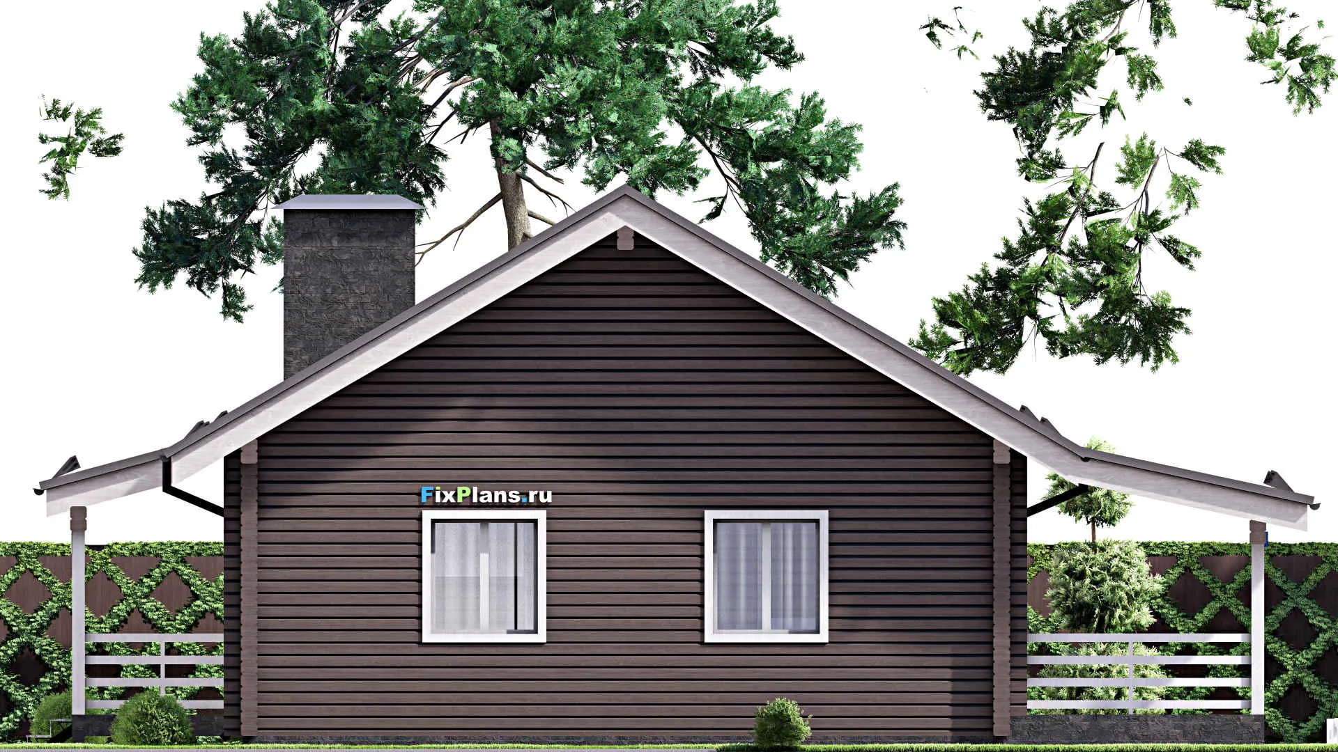 F-12617 - Проект одноэтажного дома 13 на 14, площадью 120 м² с террасой и 2 спальнями