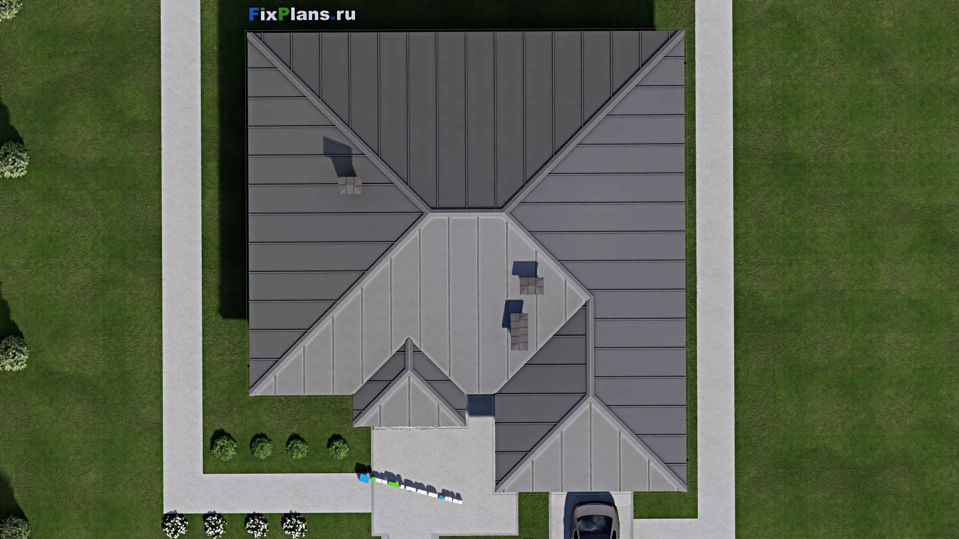 F-10385 - План одноэтажного дома 15 на 16, площадью 180 м² с 3 спальнями